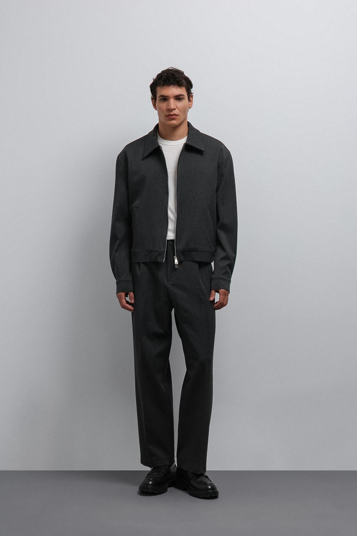 Antioch-Antioch Antrasit Relax Fit Baggy Pilili Erkek Pantolon-Kumaş Pantolon-2-Milagron.com