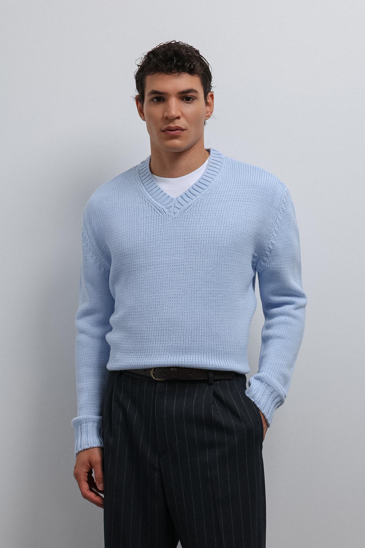 Antioch-Antioch Bebe Mavi Dokulu V Yaka Erkek Kazak-Kazak-1-Milagron.com