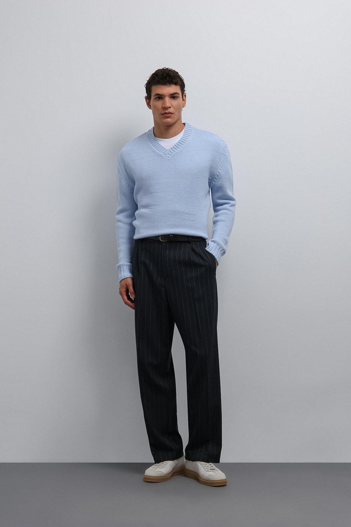 Antioch-Antioch Bebe Mavi Dokulu V Yaka Erkek Kazak-Kazak-3-Milagron.com