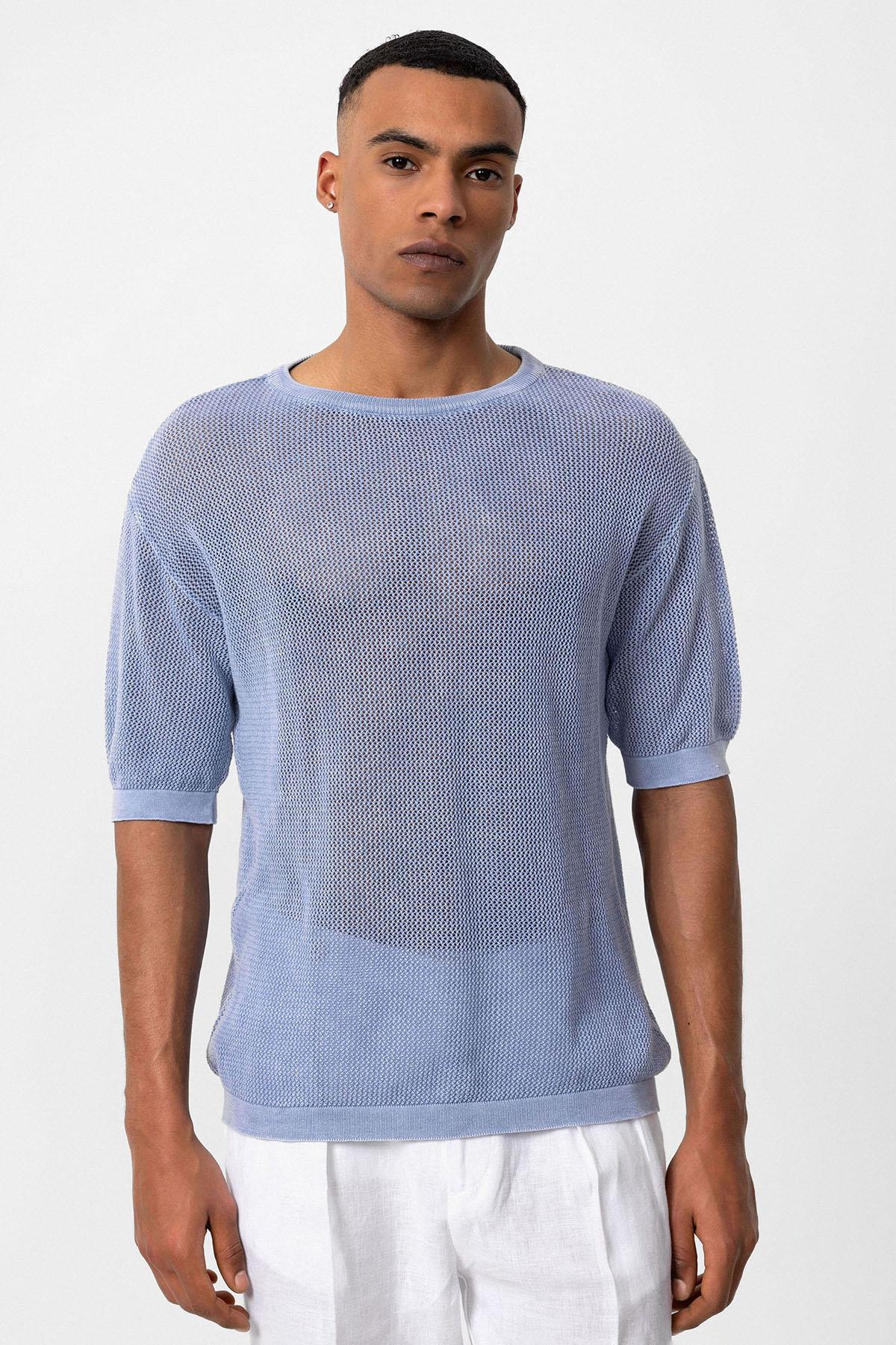 Antioch-Antioch Bebe Mavi Oversize Ajurlu Erkek T Shirt-T-Shirt-1-Milagron.com