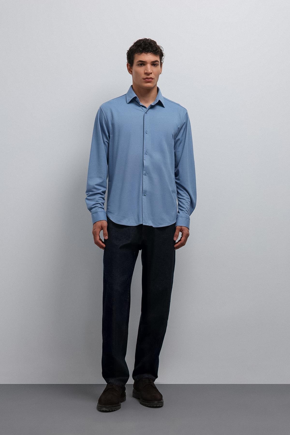 Antioch-Antioch Bebe Mavi Relax Fit Erkek Gömlek-Gömlek-3-Milagron.com
