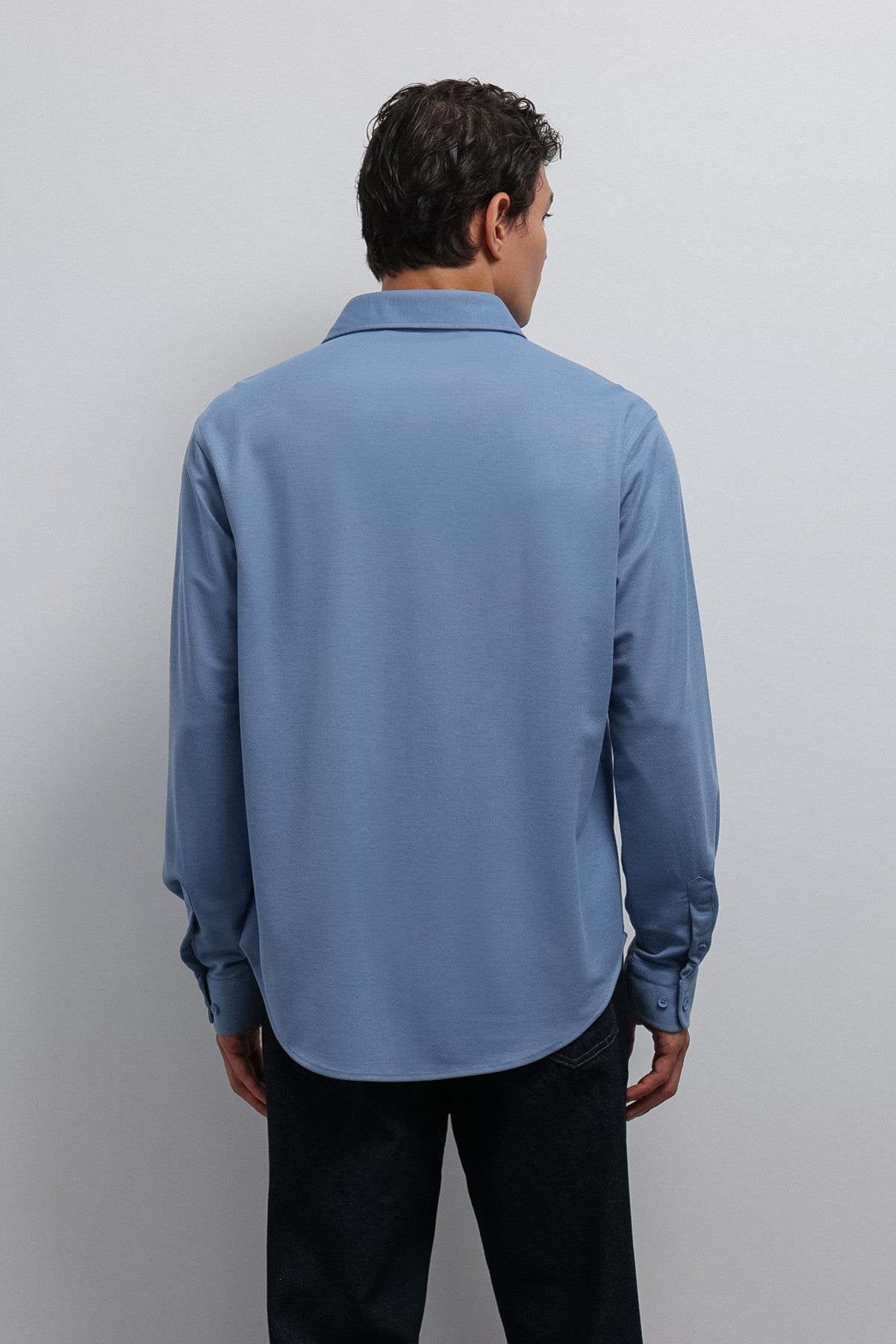 Antioch-Antioch Bebe Mavi Relax Fit Erkek Gömlek-Gömlek-5-Milagron.com