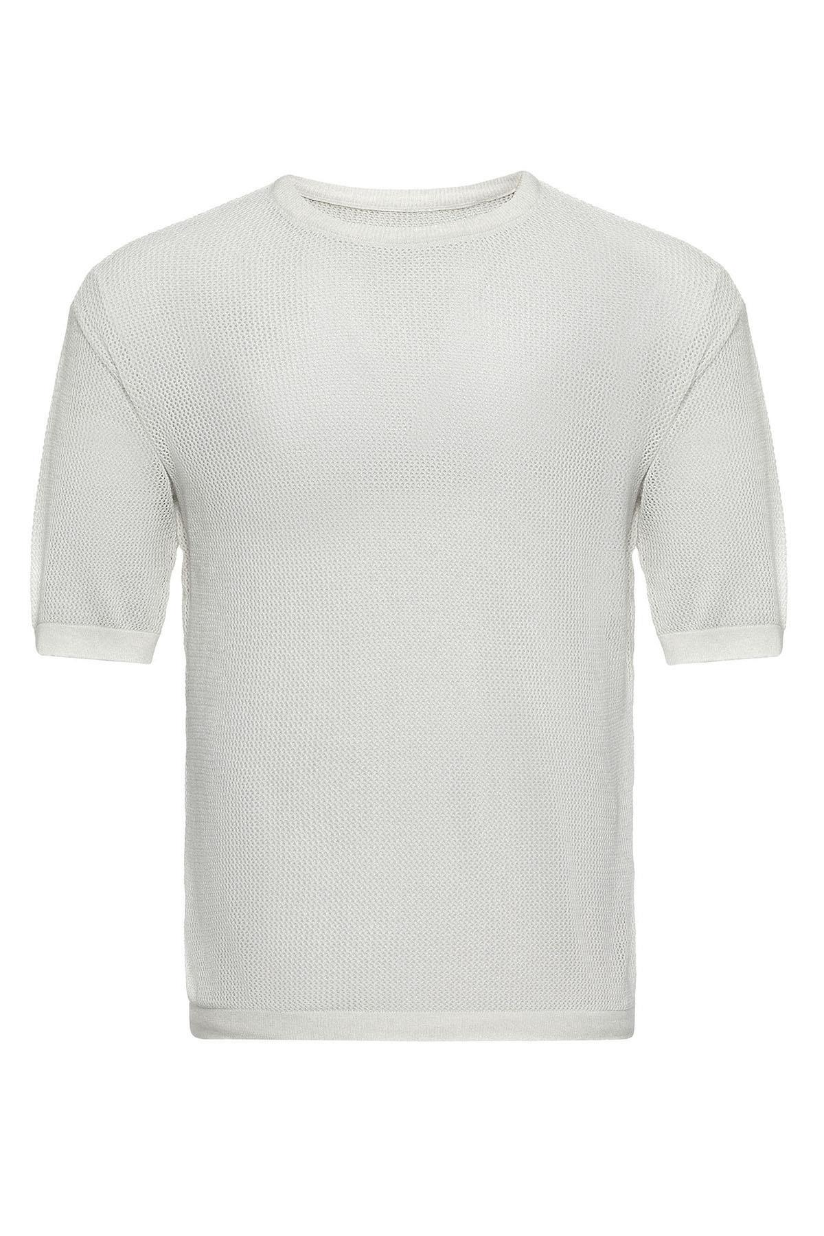 Antioch-Antioch Beyaz Oversize Ajurlu Erkek T Shirt-T-Shirts-6-Milagron.com