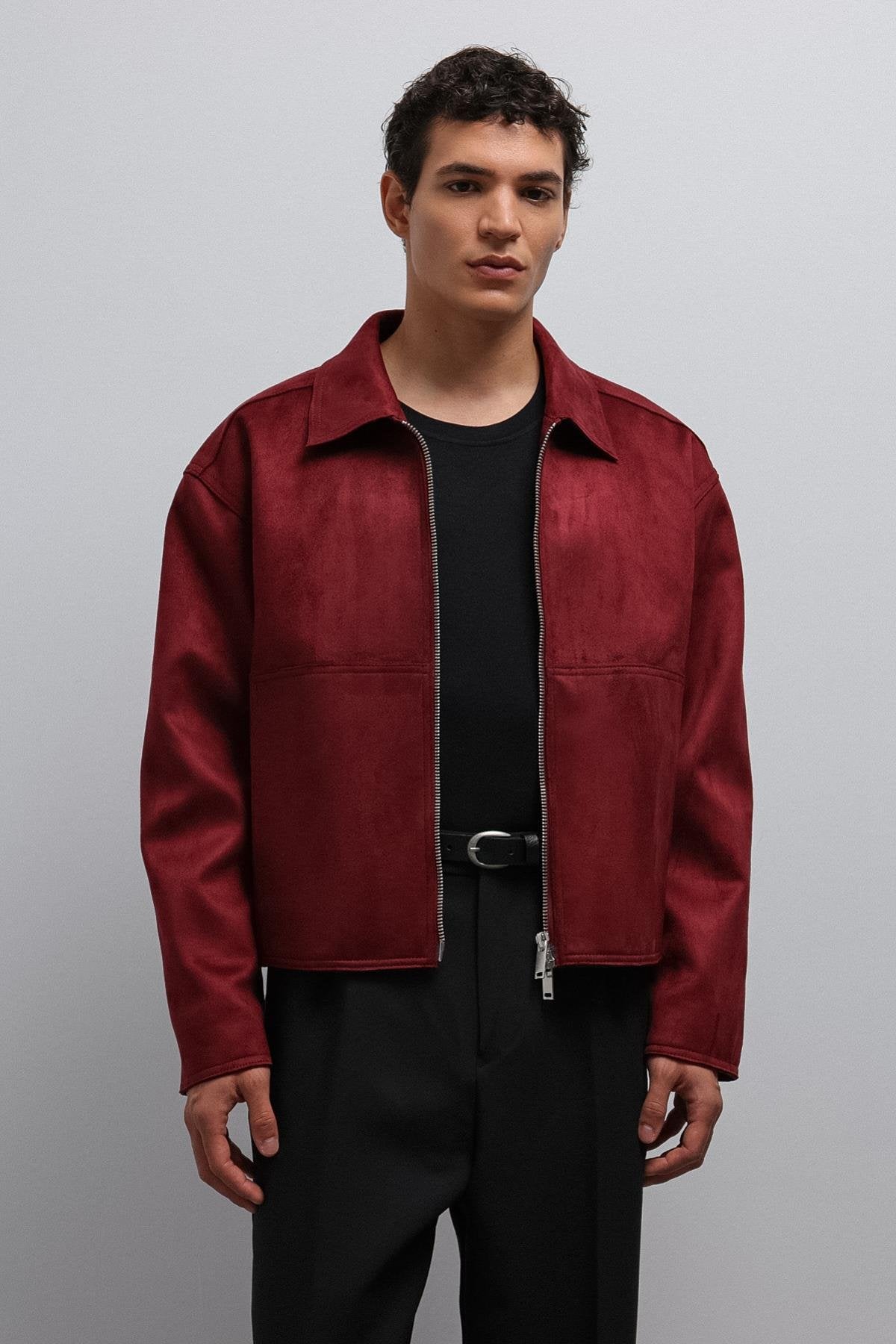 Antioch-Antioch Bordo Fermuarlı Suni Süet Erkek Mont-Mont-1-Milagron.com