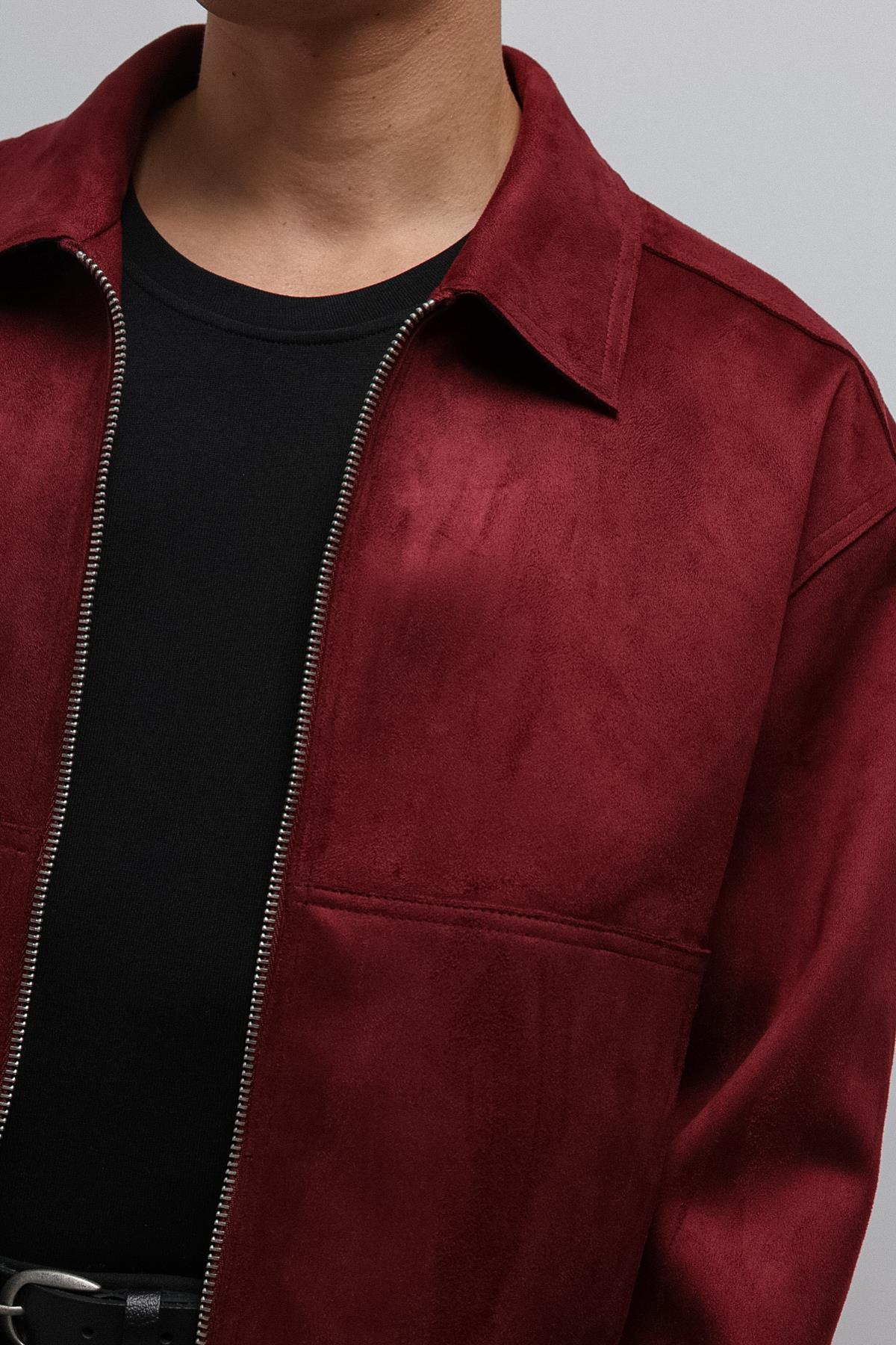 Antioch-Antioch Bordo Fermuarlı Suni Süet Erkek Mont-Mont-4-Milagron.com