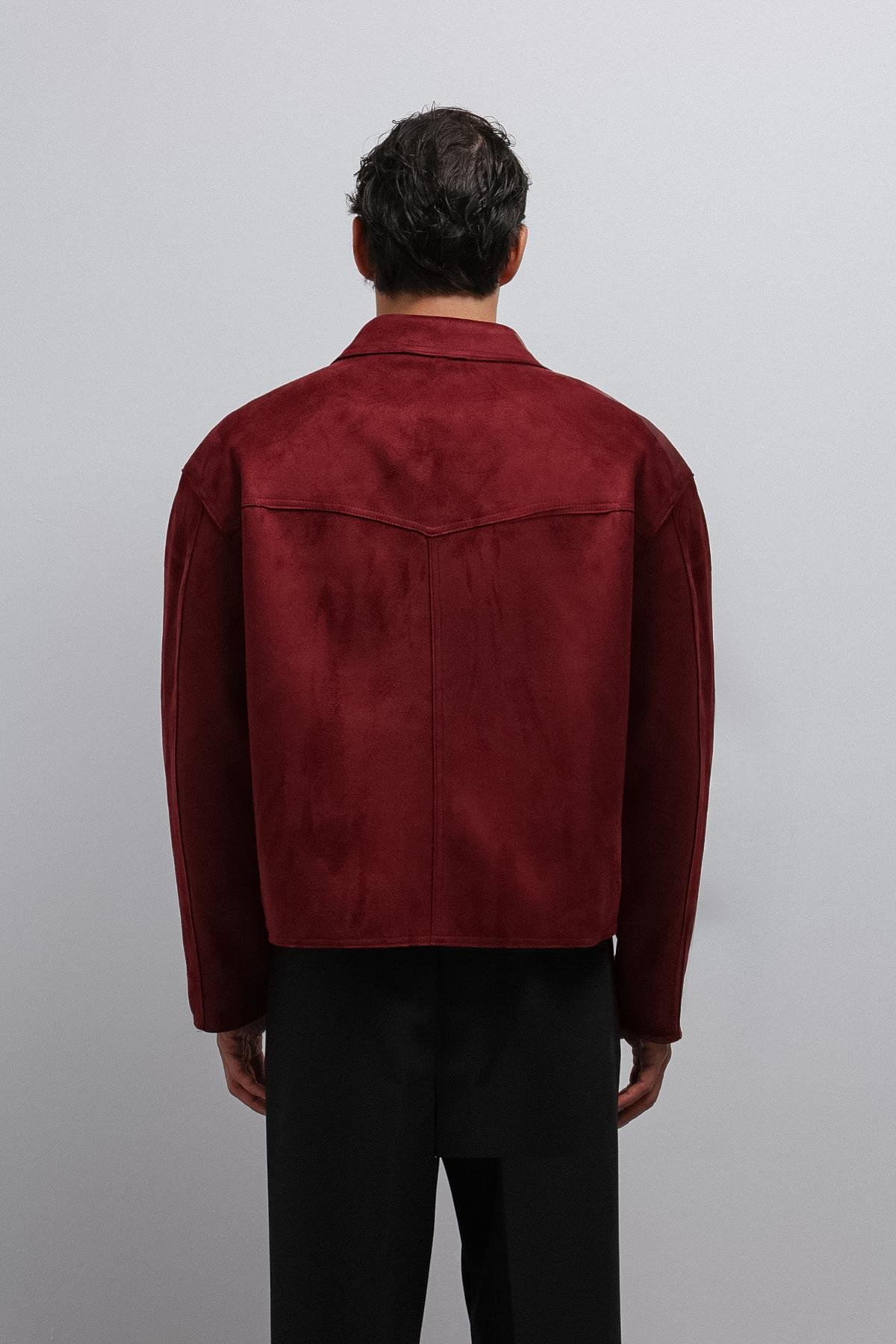 Antioch-Antioch Bordo Fermuarlı Suni Süet Erkek Mont-Mont-5-Milagron.com