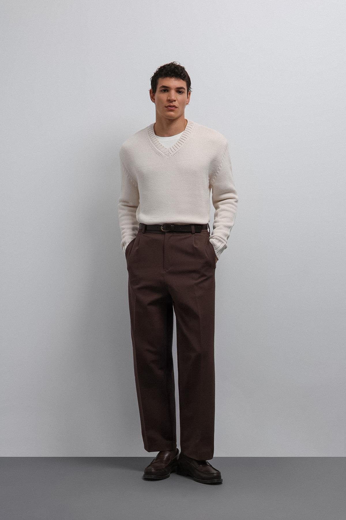 Antioch-Antioch Ekru Dokulu V Yaka Erkek Kazak-Kazak-2-Milagron.com