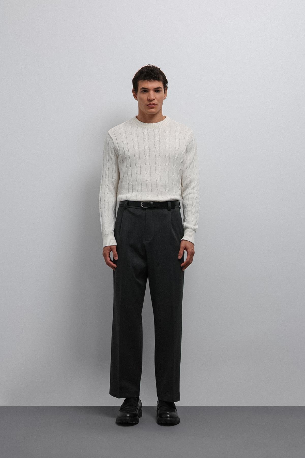 Antioch-Antioch Ekru Dokulu örgü Erkek Kazak-Kazak-3-Milagron.com