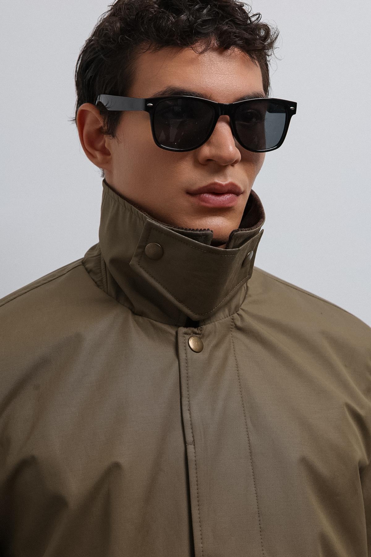 Antioch-Antioch Haki Kontrast Yaka Teknik Erkek Trençkot-Trençkot-7-Milagron.com