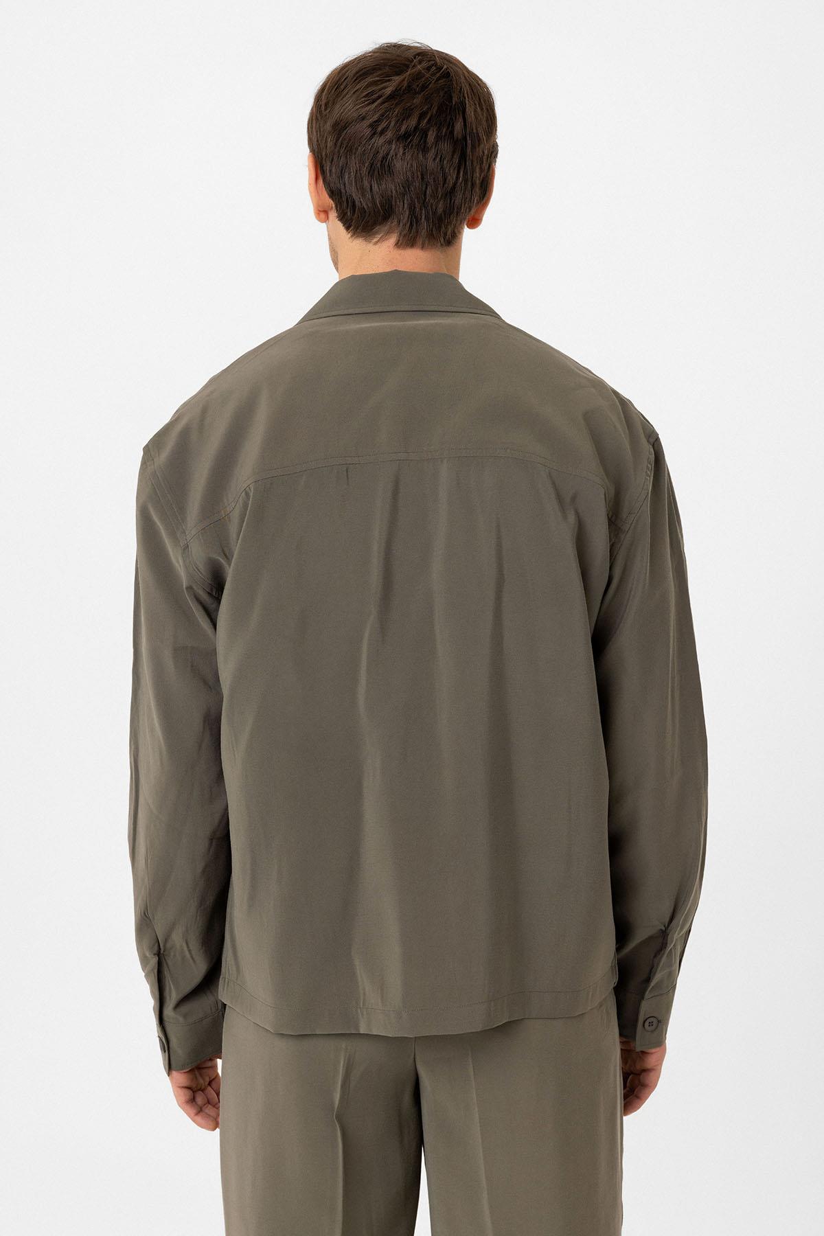 Antioch-Antioch Haki Relax Fit Modal Kumaş Erkek Gömlek-Gömlek-6-Milagron.com