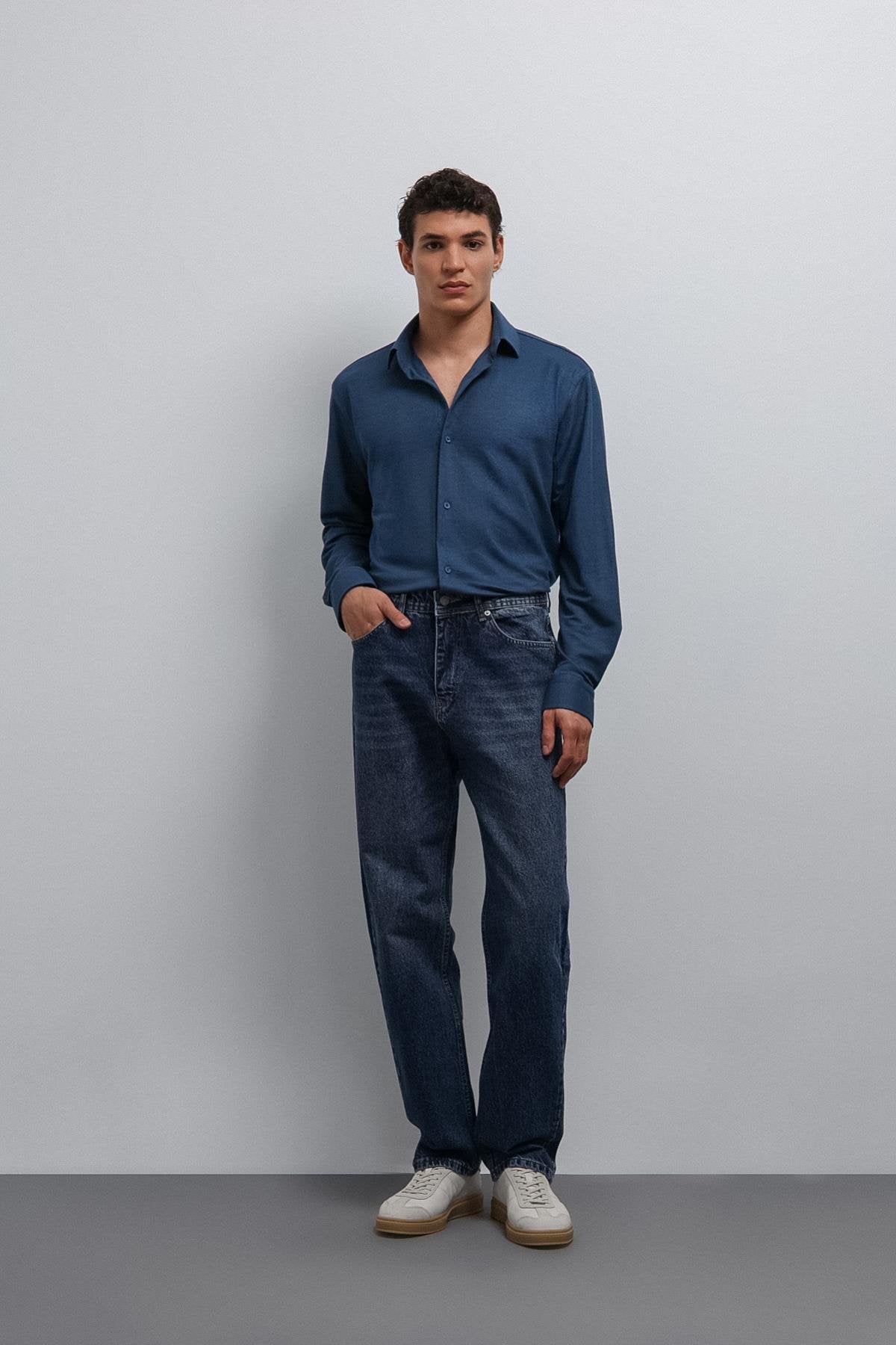 Antioch-Antioch İndigo Relax Fit Erkek Gömlek-Gömlek-2-Milagron.com