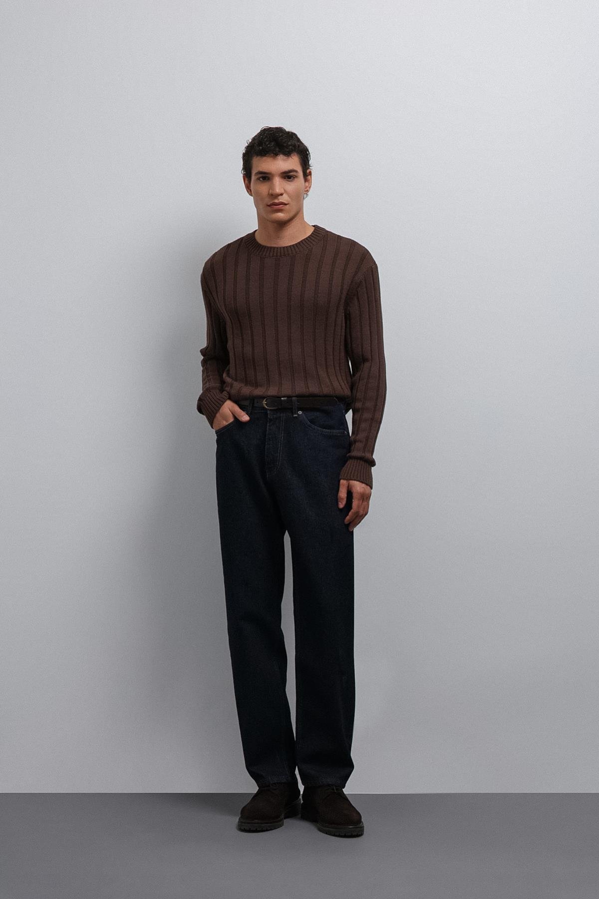 Antioch-Antioch Kahve 100% Pamuk Fitilli Erkek Kazak-Kazak-2-Milagron.com