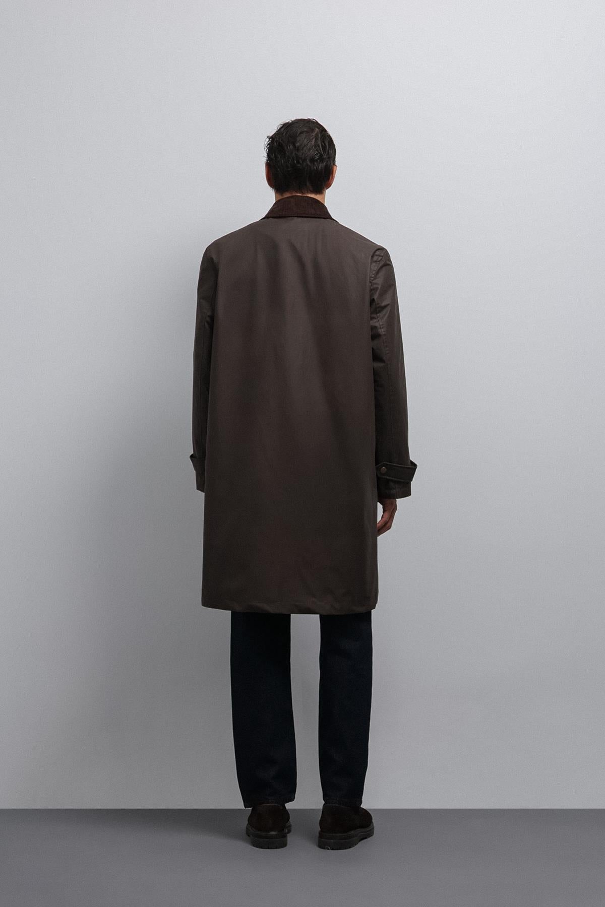 Antioch-Antioch Kahve Kontrast Yaka Teknik Erkek Trençkot-Trençkot-6-Milagron.com