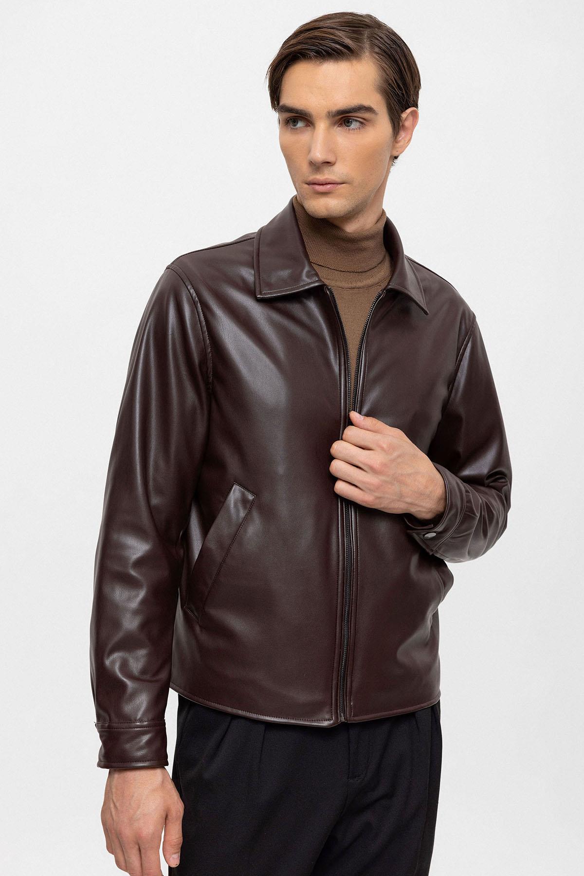 Antioch-Antioch Kahve Suni Deri Erkek Mont-Mont-7-Milagron.com