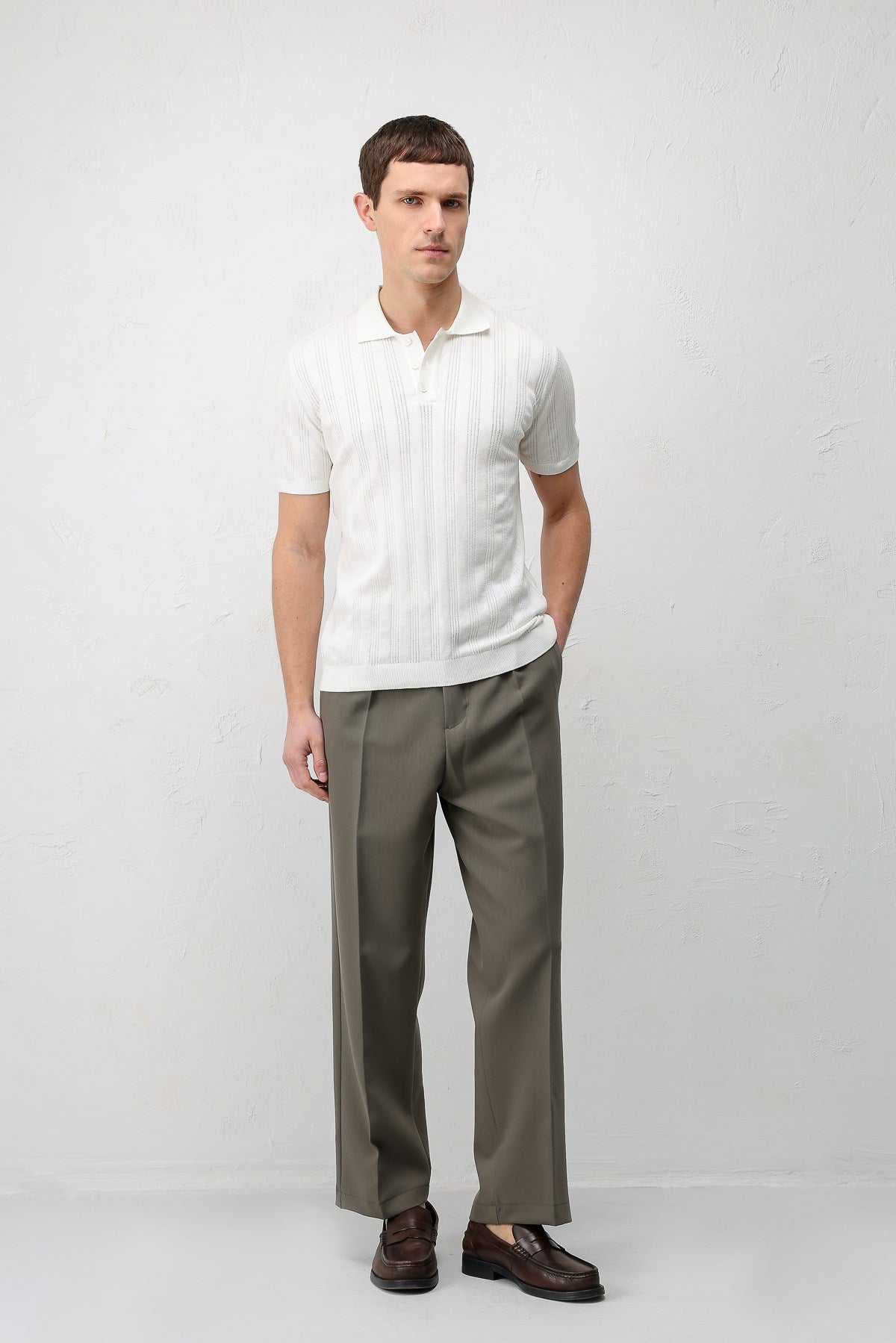 Antioch Koyu Haki Relax Fit Baggy Pilili Erkek Pantolon