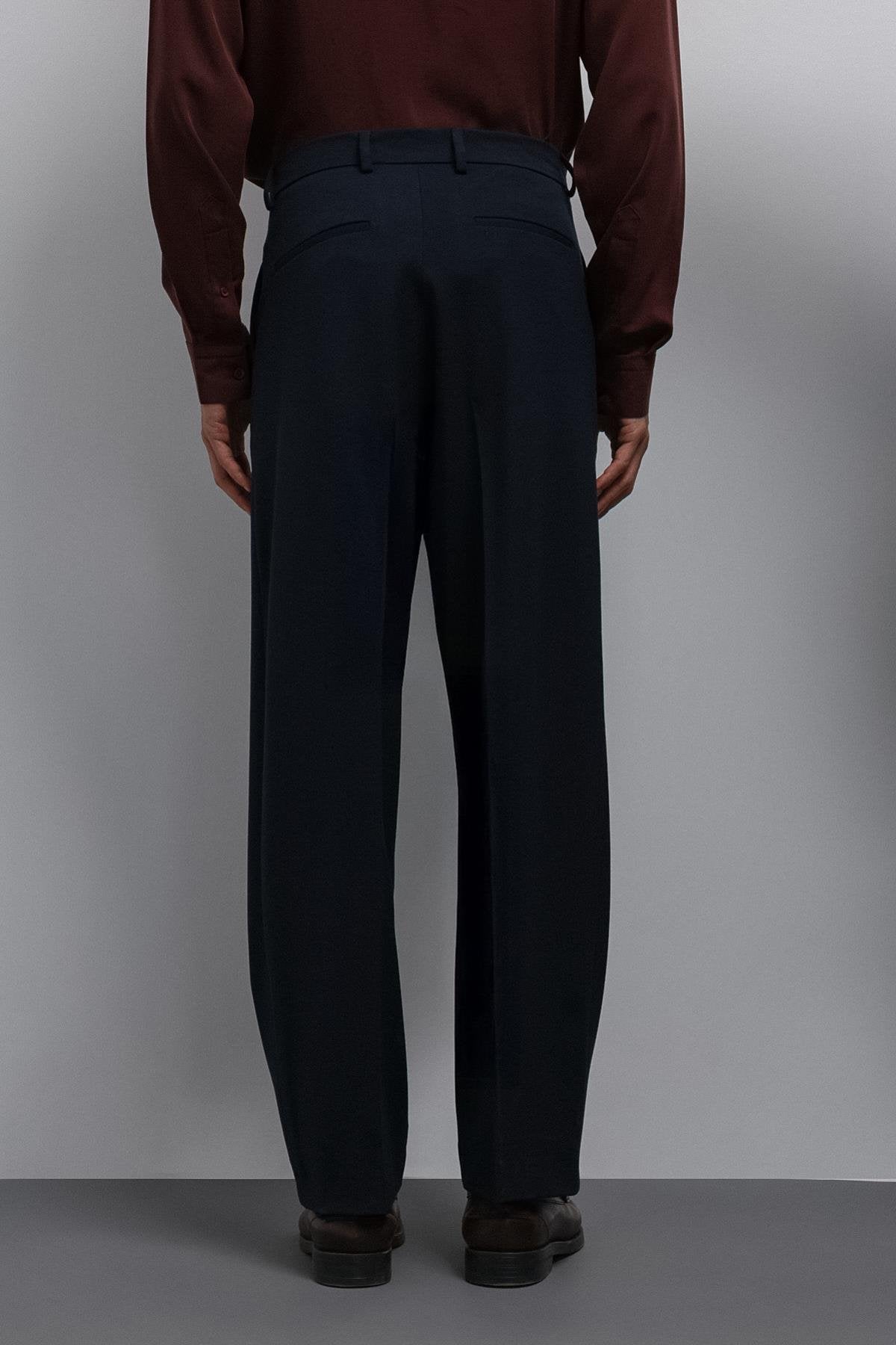 Antioch-Antioch Lacivert Relax Fit Pilili Erkek Pantolon-Kumaş Pantolon-4-Milagron.com