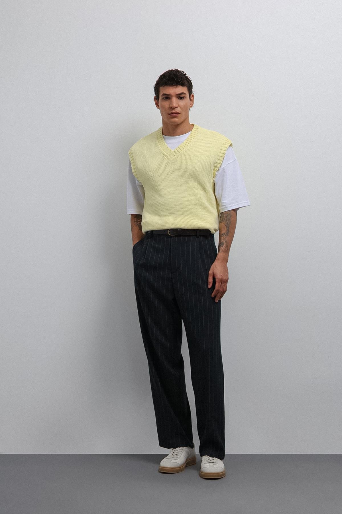 Antioch-Antioch Sarı örgü Erkek Triko Yelek-Yelek-3-Milagron.com