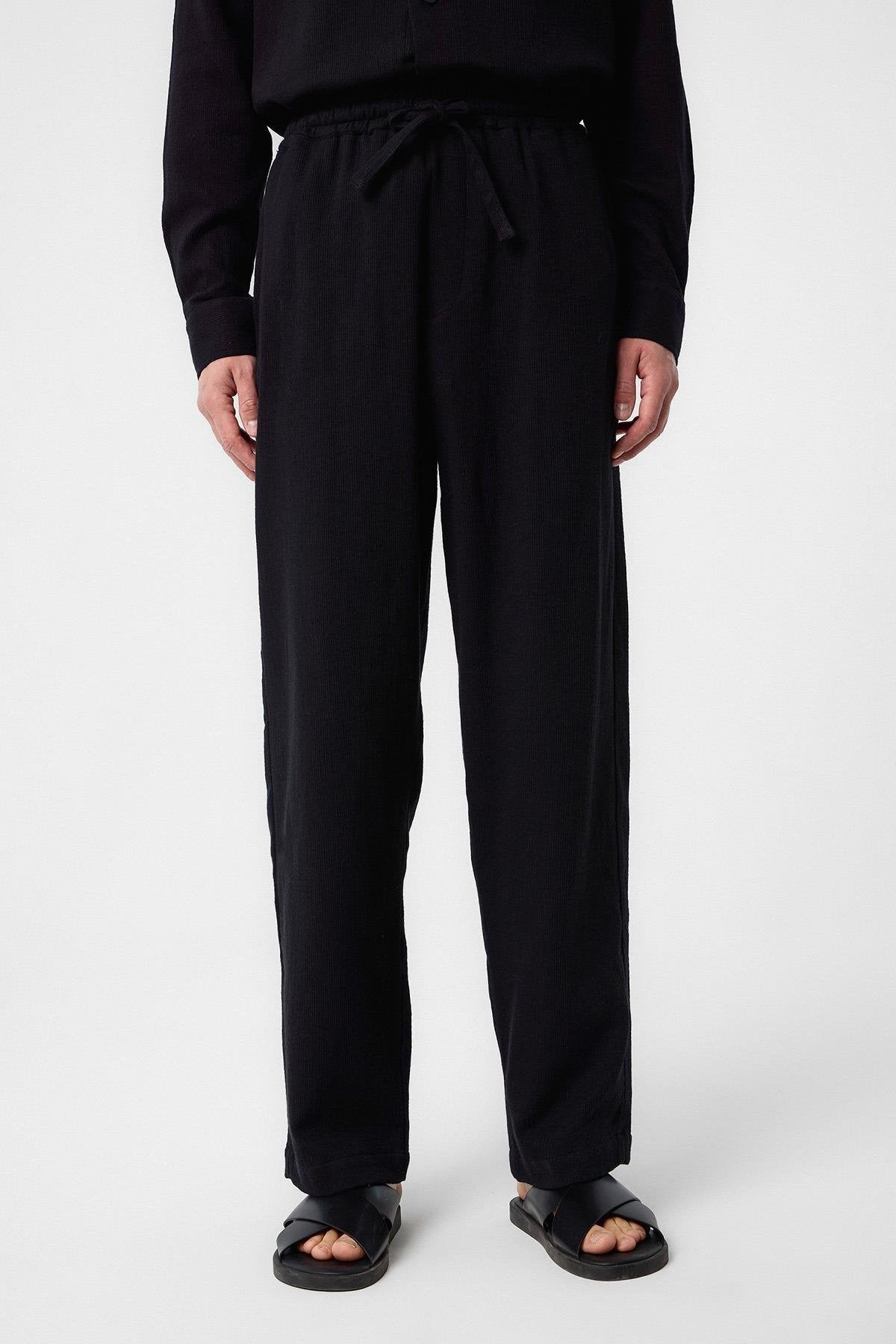 Antioch-Antioch Siyah Dokulu Erkek Pantolon-Kumaş Pantolon-1-Milagron.com