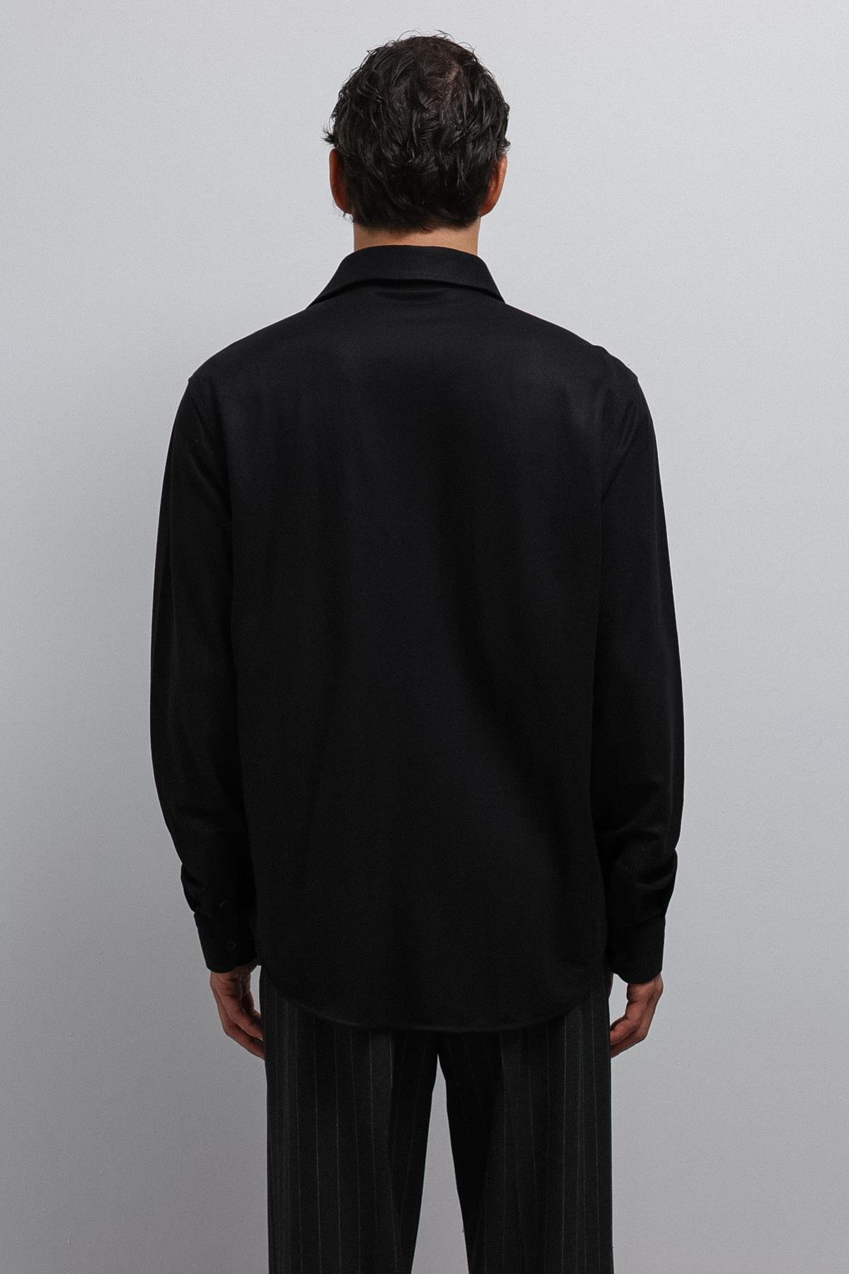 Antioch-Antioch Siyah Düğmeli Yaka Relax Fit Erkek Gömlek-Gömlek-5-Milagron.com