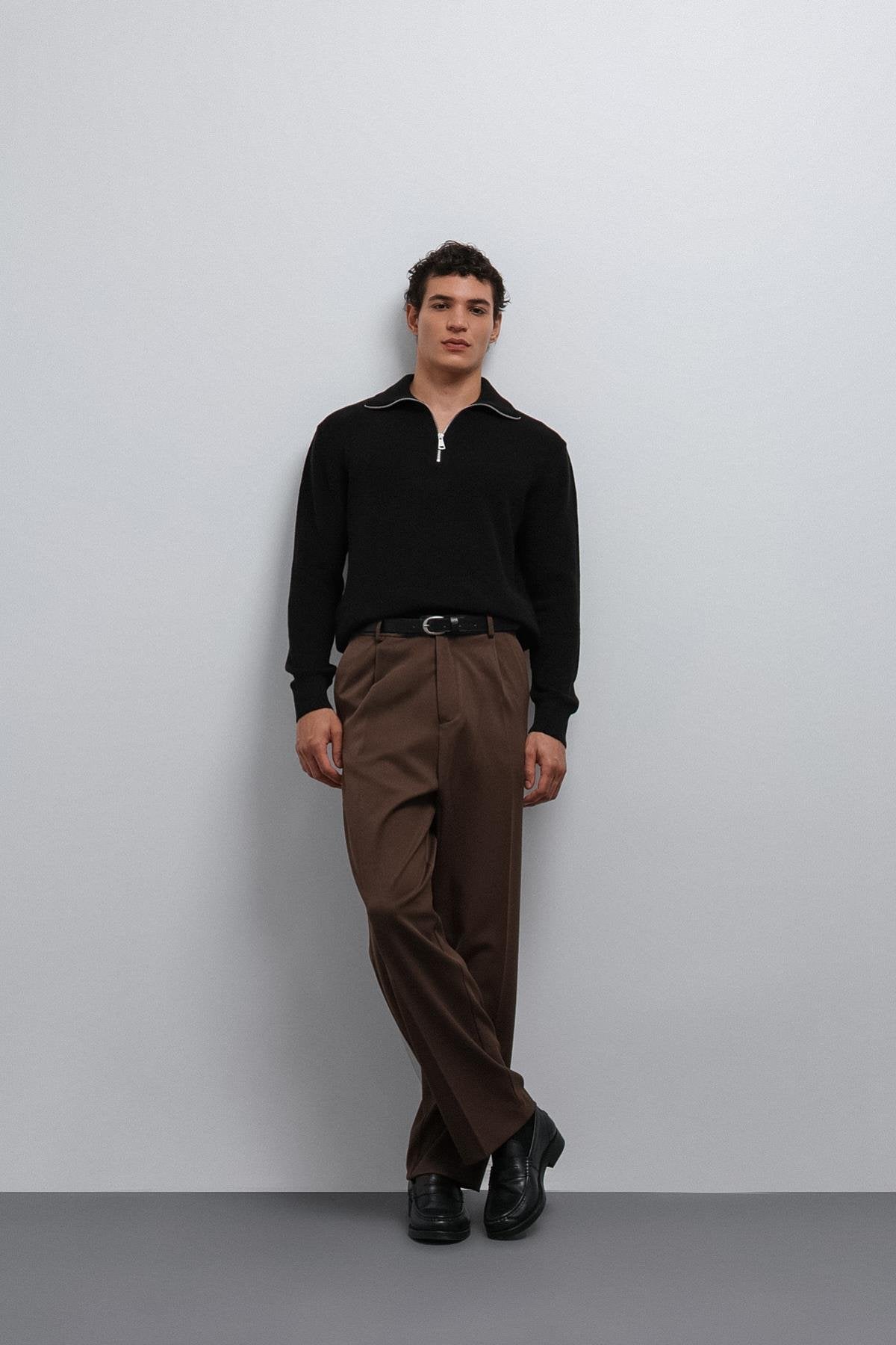 Antioch-Antioch Siyah Fermuarlı Triko Erkek Kazak-Kazak-3-Milagron.com