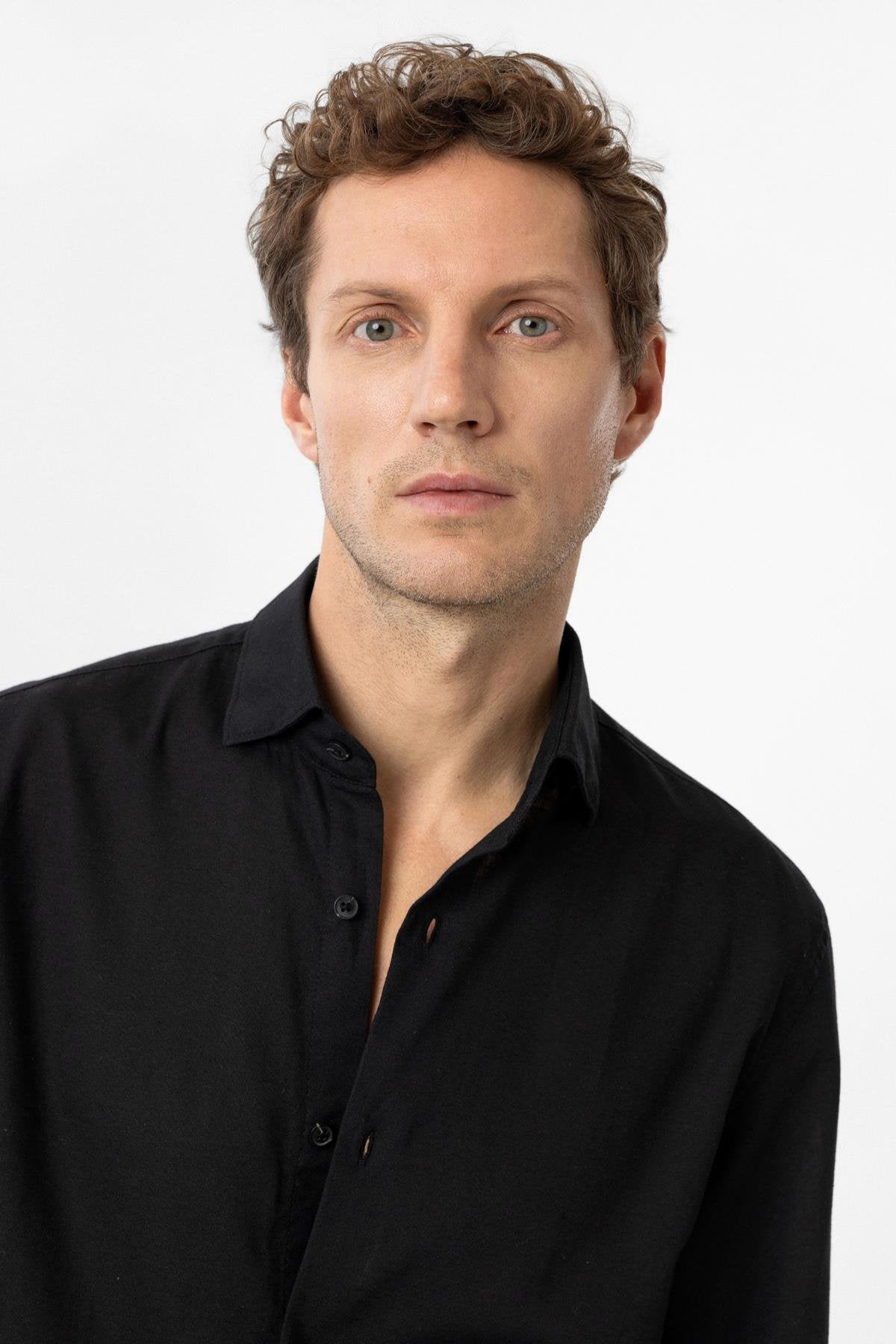 Antioch-Antioch Siyah Relax Fit Liyosel Kumaş Erkek Gömlek-Gömlek-3-Milagron.com