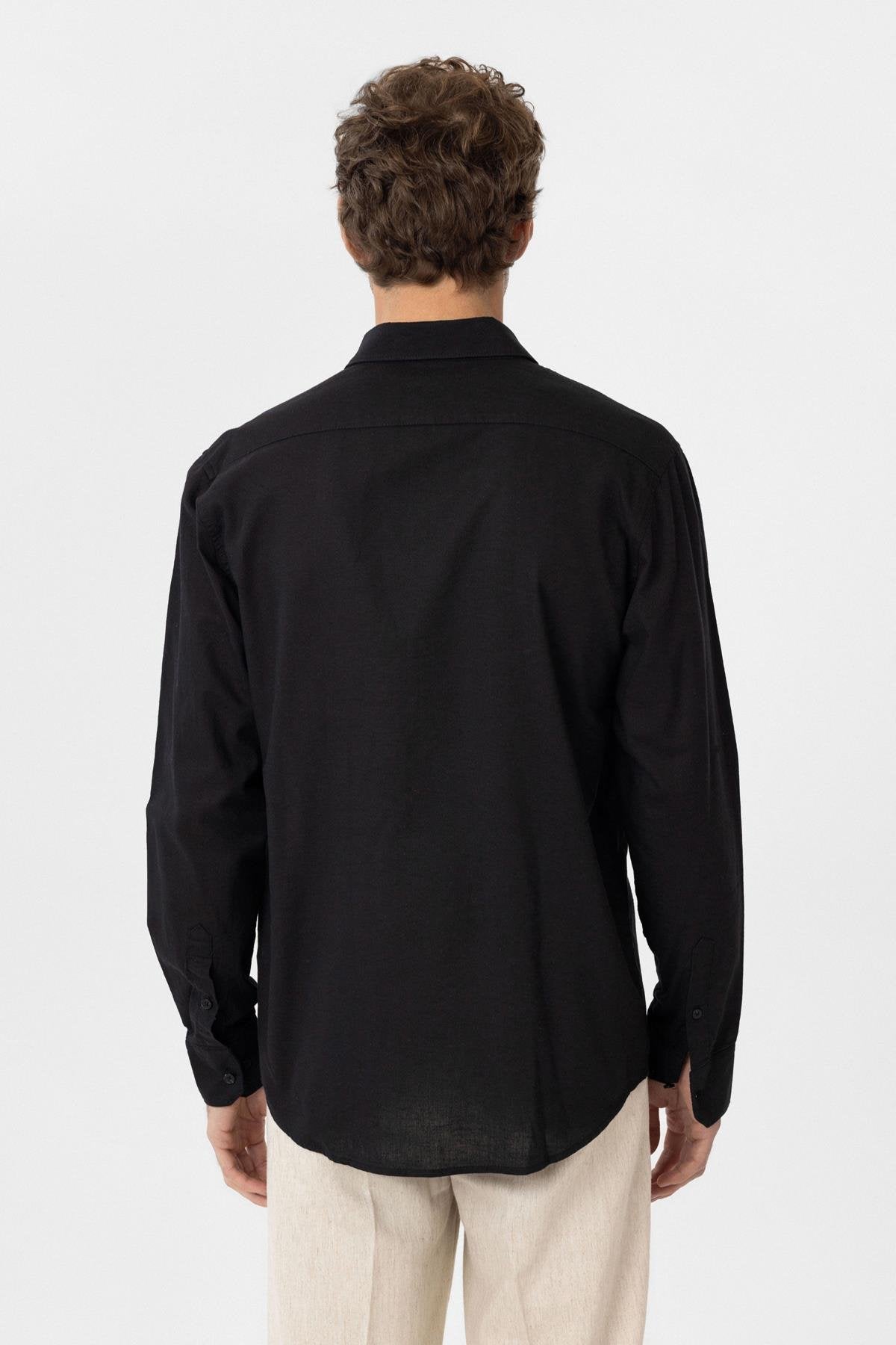 Antioch-Antioch Siyah Relax Fit Liyosel Kumaş Erkek Gömlek-Gömlek-5-Milagron.com