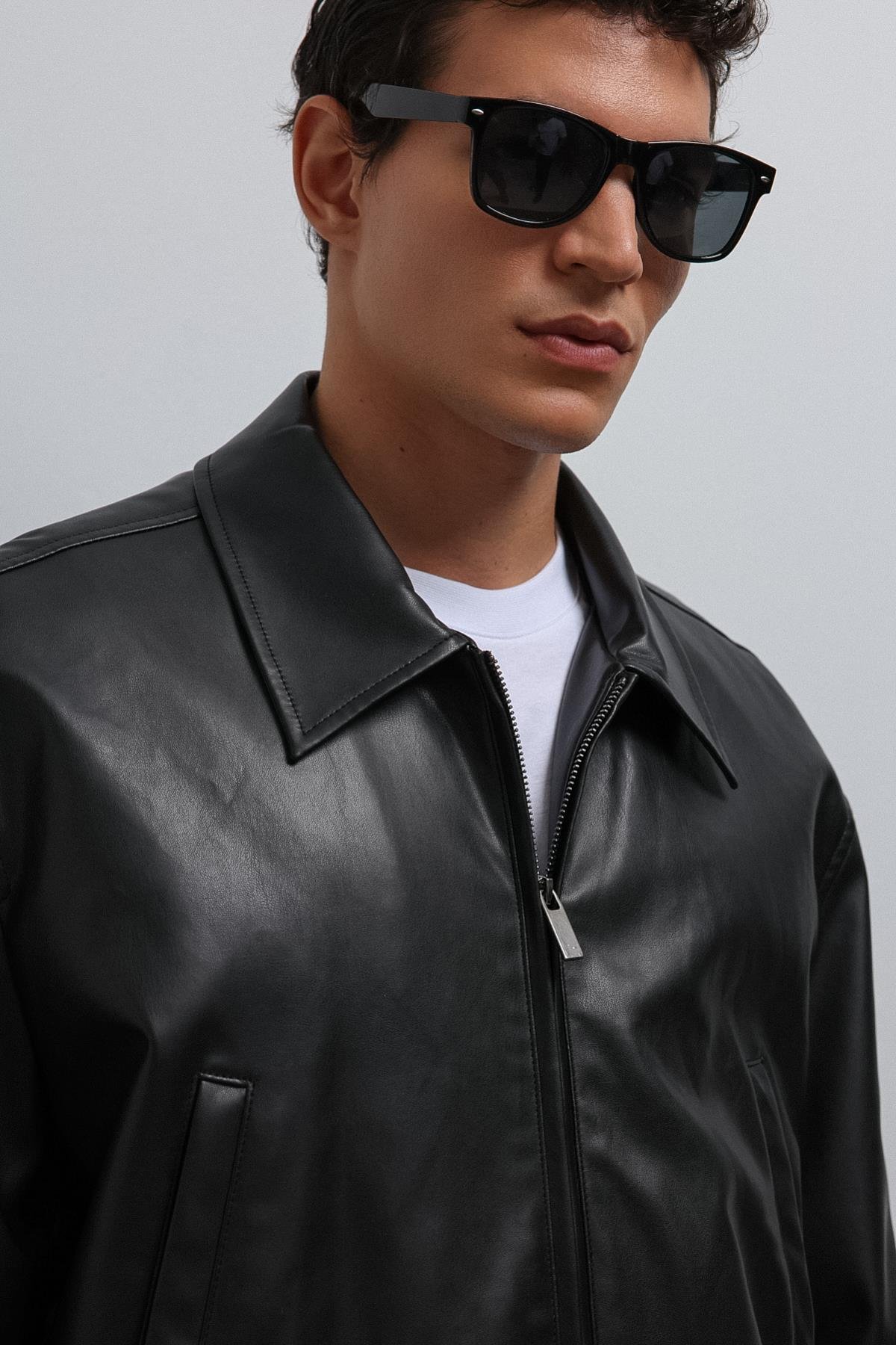 Antioch-Antioch Siyah Suni Deri Bomber Erkek Mont-Mont-6-Milagron.com