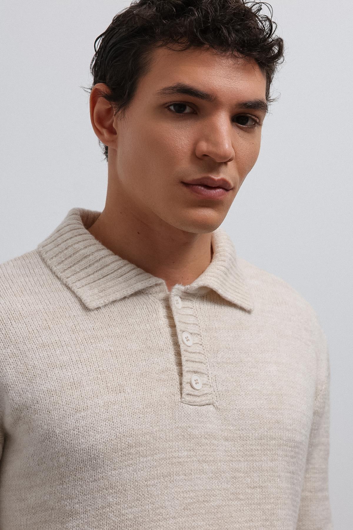 Antioch-Antioch Taş Düğmeli Yaka Erkek Kazak-Kazak-4-Milagron.com