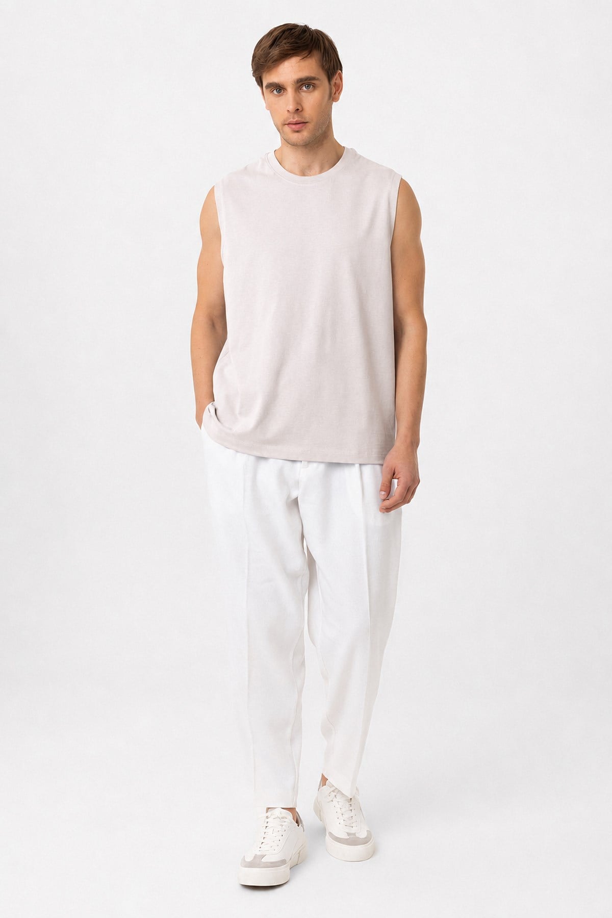 Antioch Taş Relaxed Fit Erkek Kolsuz T-Shirt