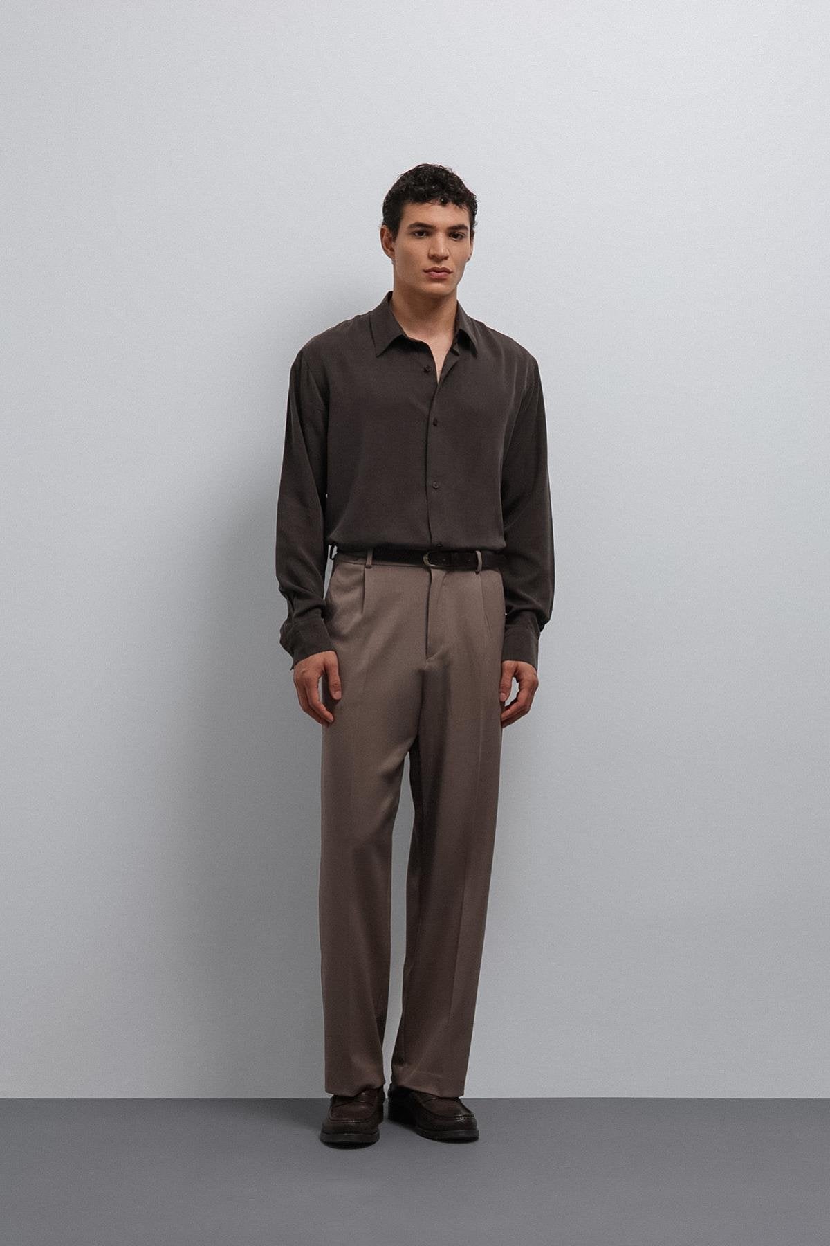 Antioch-Antioch Vizon Relax Fit Pilili Erkek Pantolon-Kumaş Pantolon-2-Milagron.com