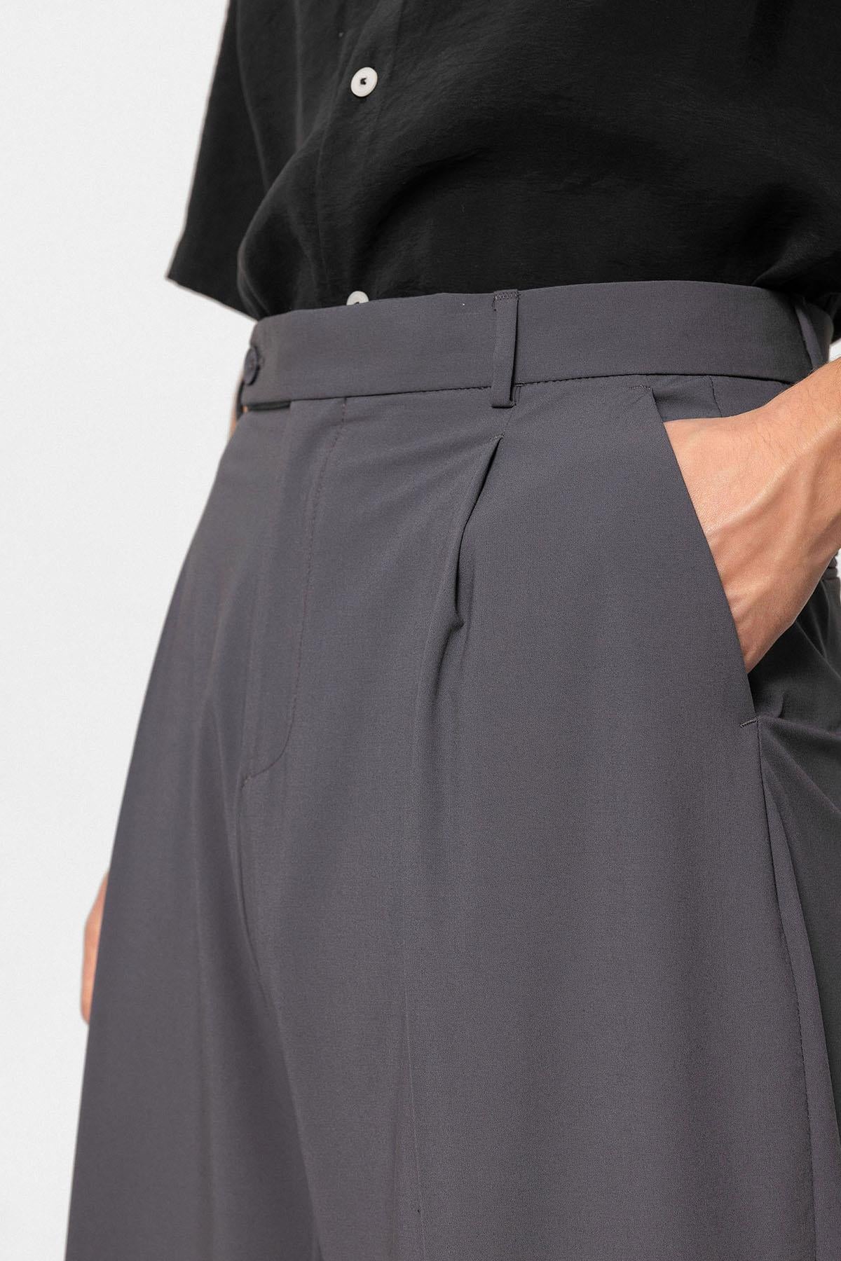 Antioch-Antrasit Baggy Yüksek Bel Erkek Kumaş Pantolon-Pantolon-4-Milagron.com