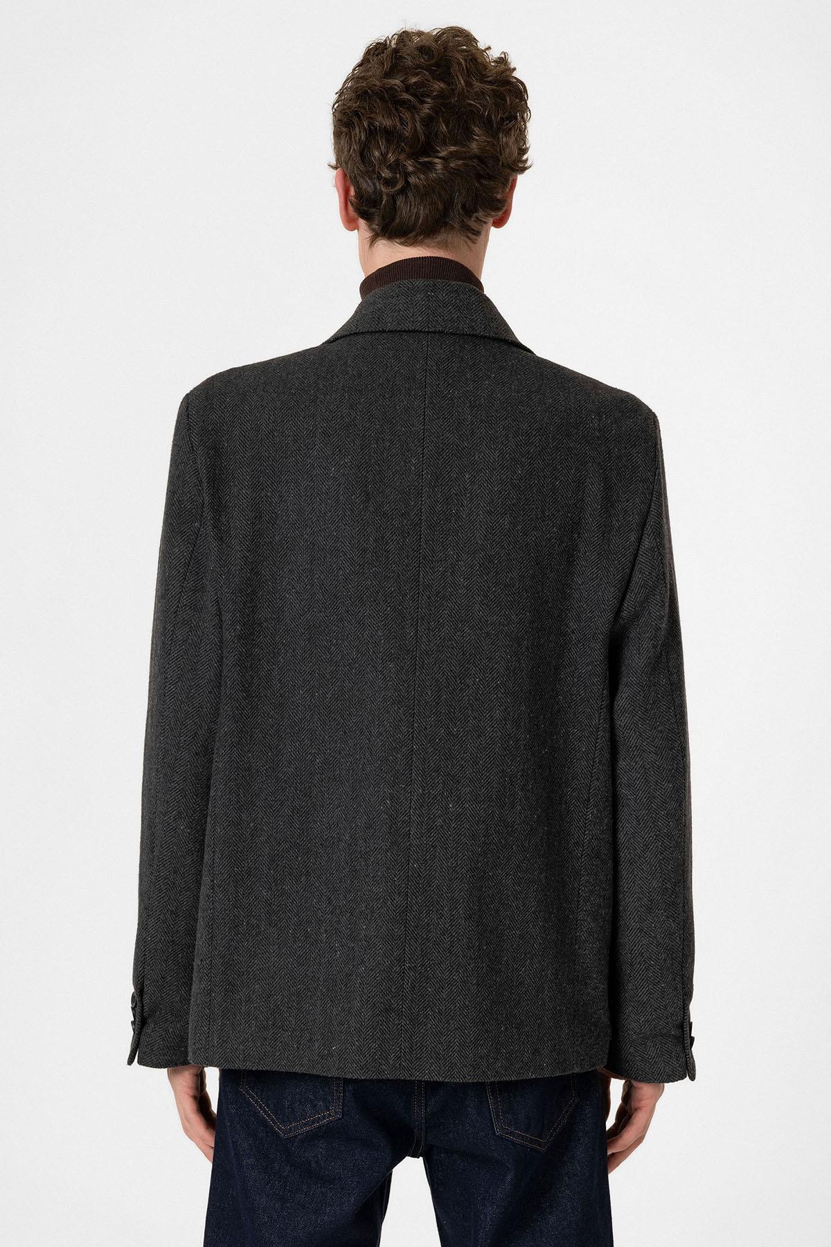 Antioch-Antrasit Balıksırtı Desenli Oversize Erkek Blazer Ceket-Ceket-5-Milagron.com