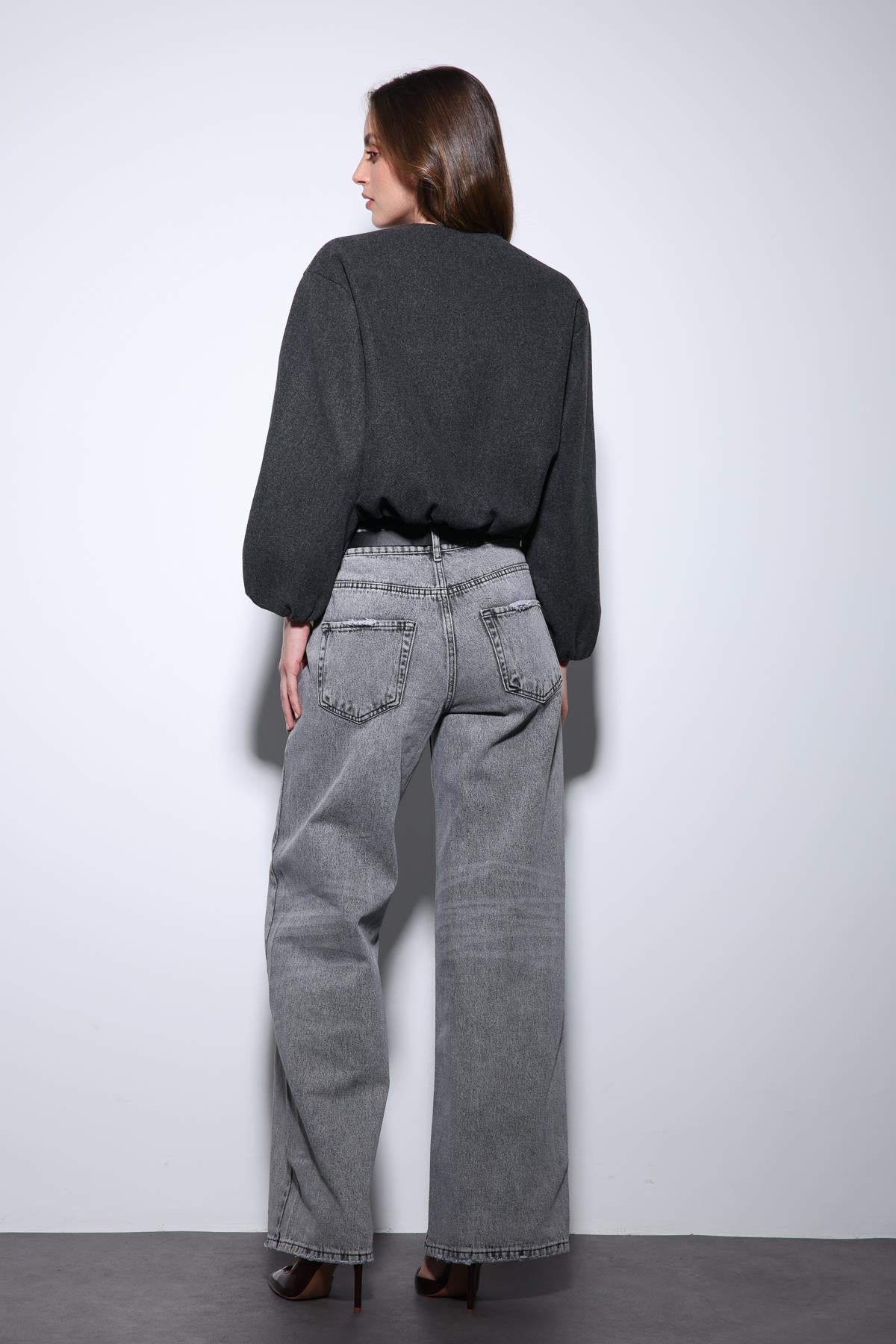 Antioch-Antrasit Bel Lastikli Crop Kadın Mont-Mont-5-Milagron.com