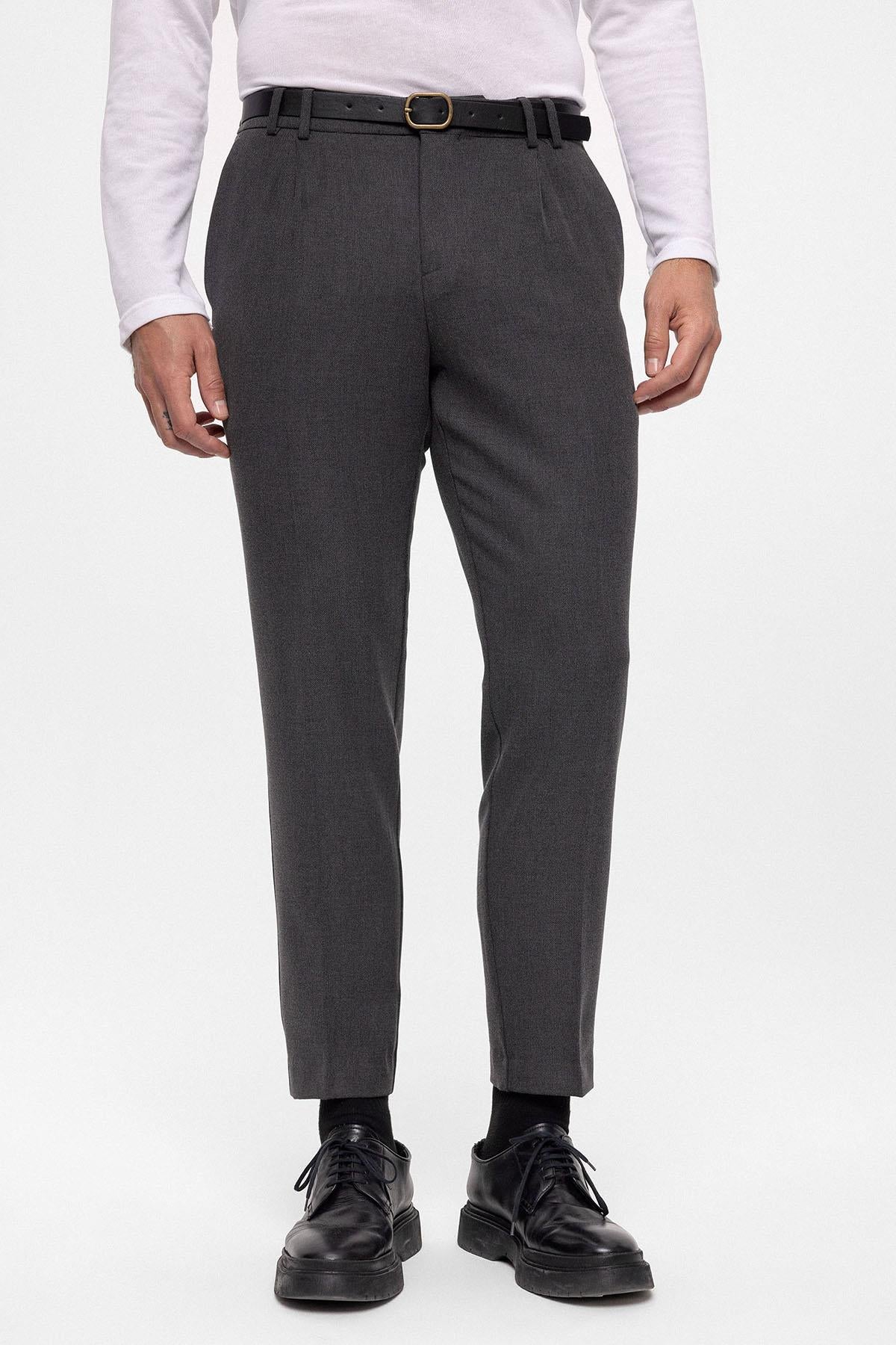 Antioch-Antrasit Kemerli Yüksek Bel Erkek Pantolon-Pantolon-2-Milagron.com