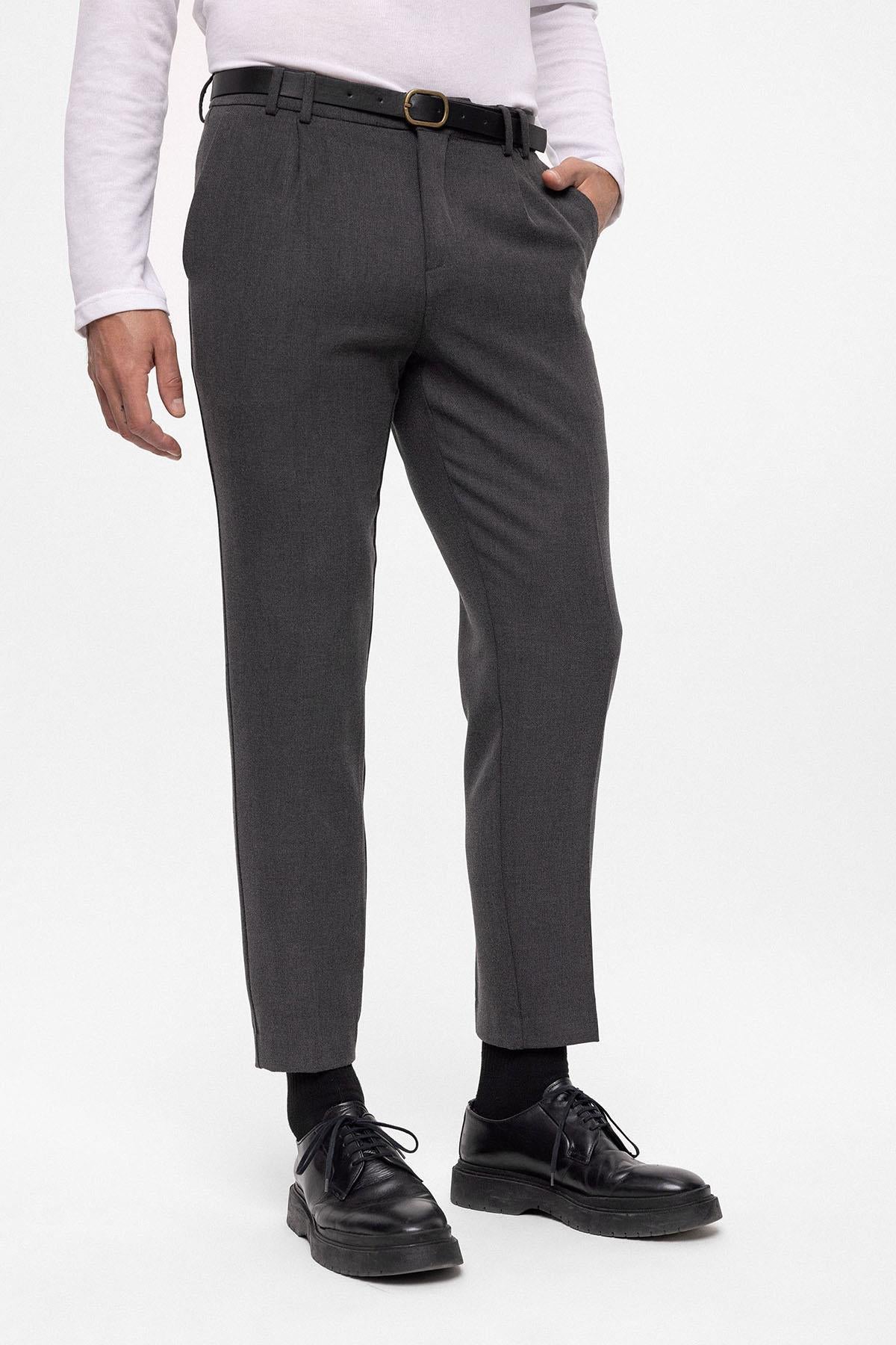 Antioch-Antrasit Kemerli Yüksek Bel Erkek Pantolon-Pantolon-3-Milagron.com