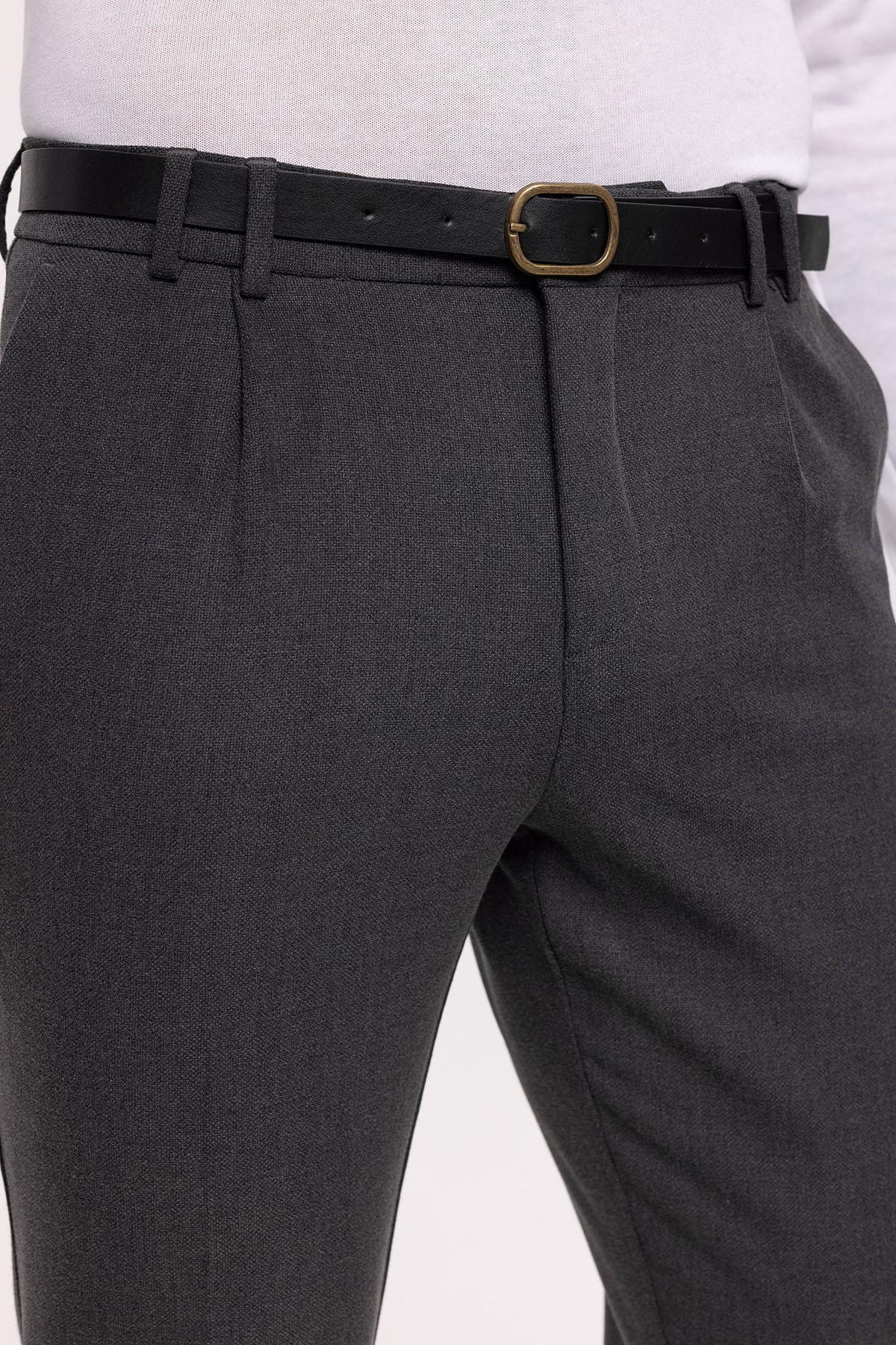 Antioch-Antrasit Kemerli Yüksek Bel Erkek Pantolon-Pantolon-4-Milagron.com