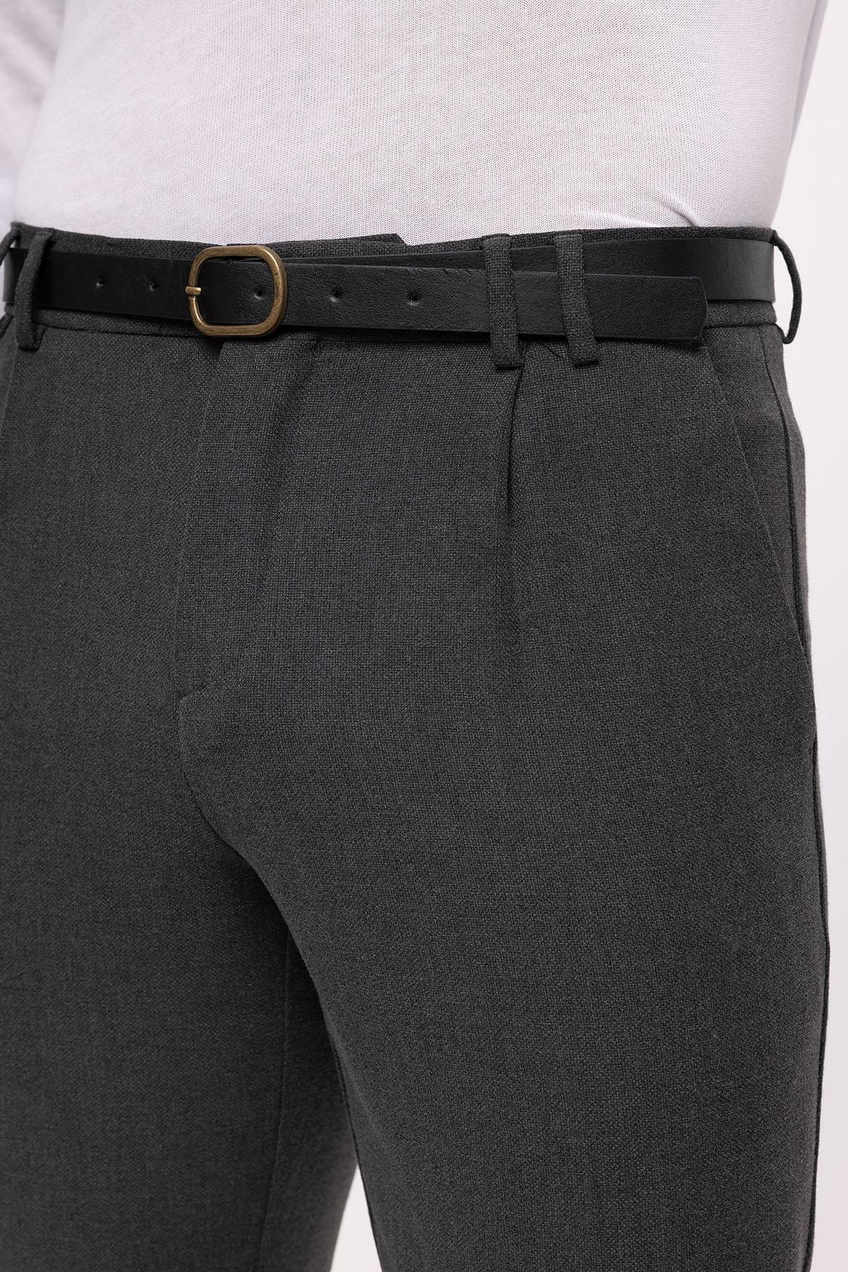 Antioch-Antrasit Kemerli Yüksek Bel Erkek Pantolon-Pantolon-5-Milagron.com