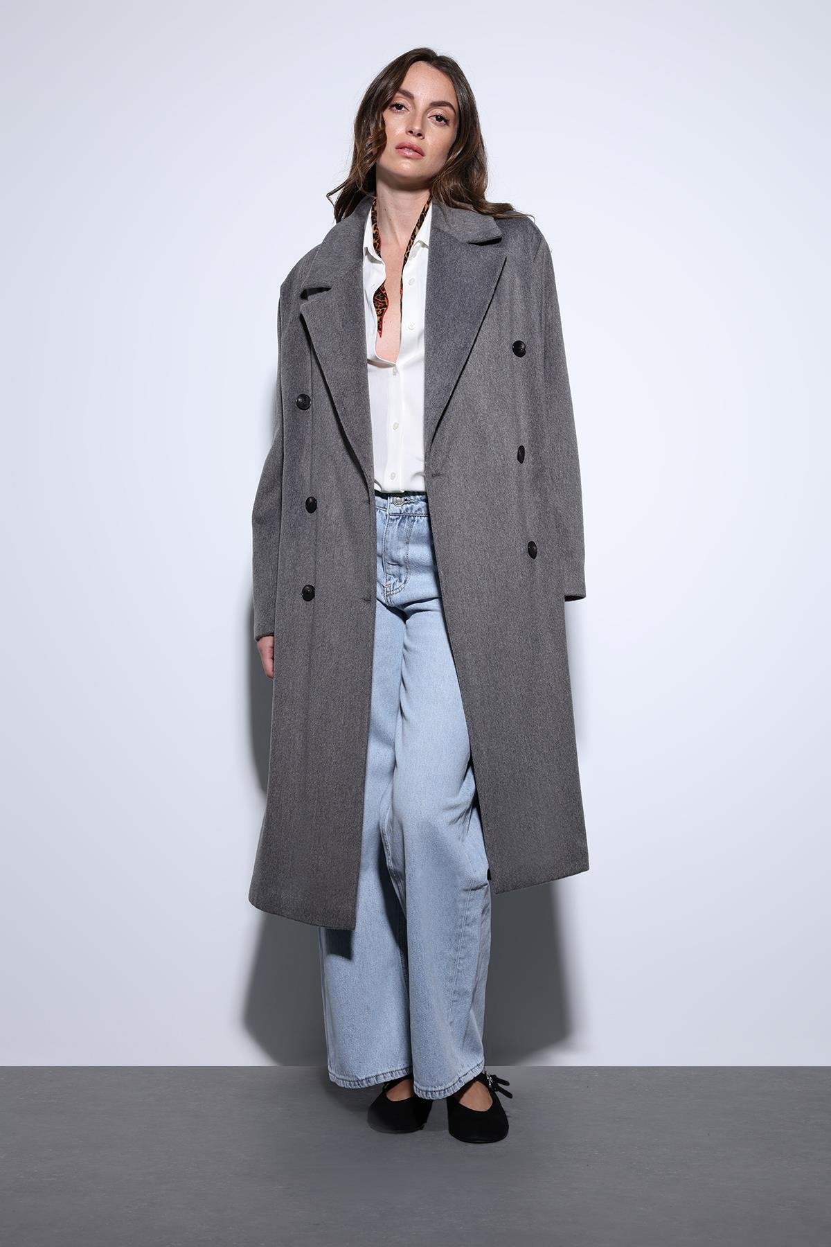 Antioch-Antioch Antrasit Kruvaze Kadın Kaban-Kaban-2-Milagron.com