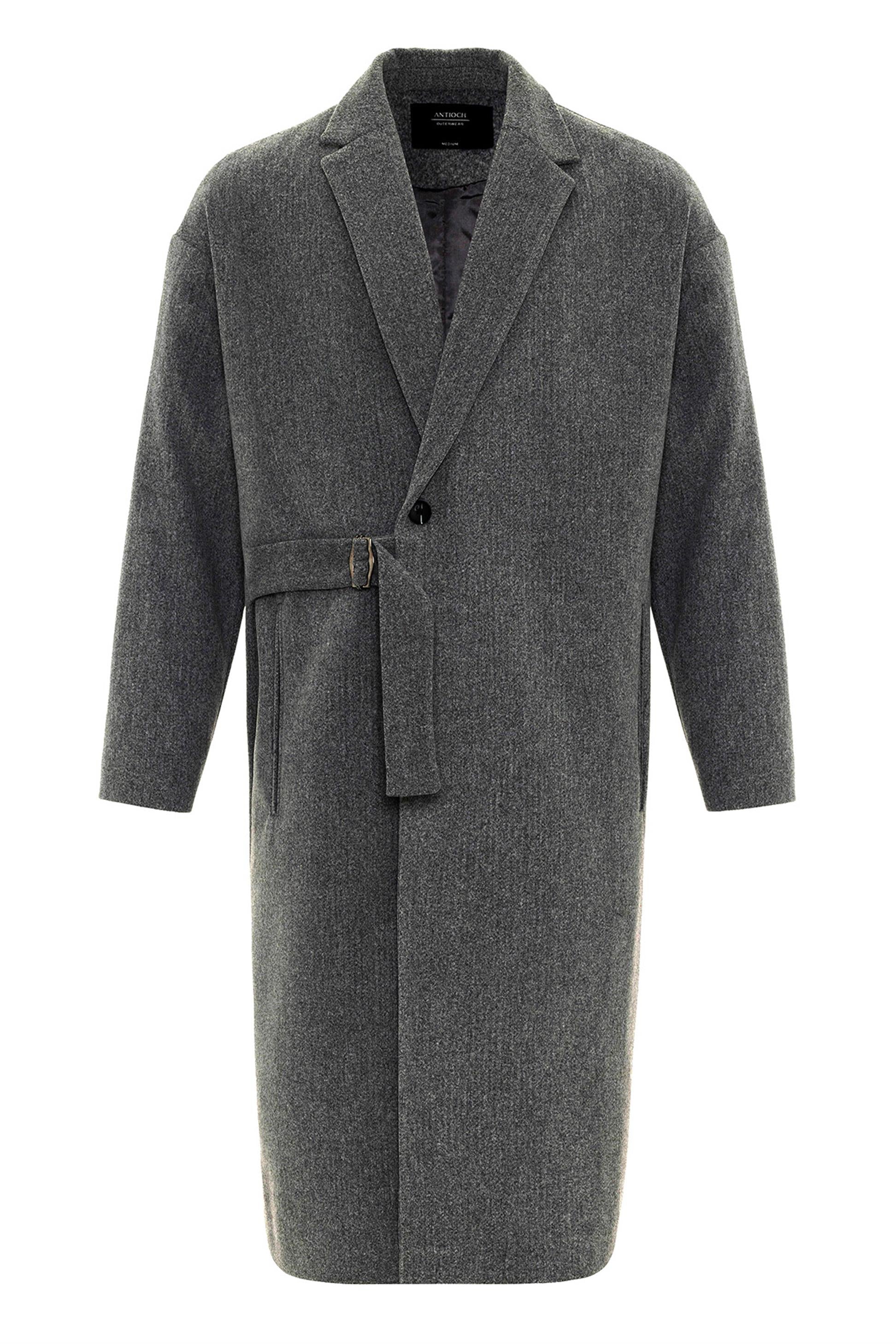 Antioch-Antrasit Kuşaklı Oversize Erkek Kaban-Kaban-7-Milagron.com
