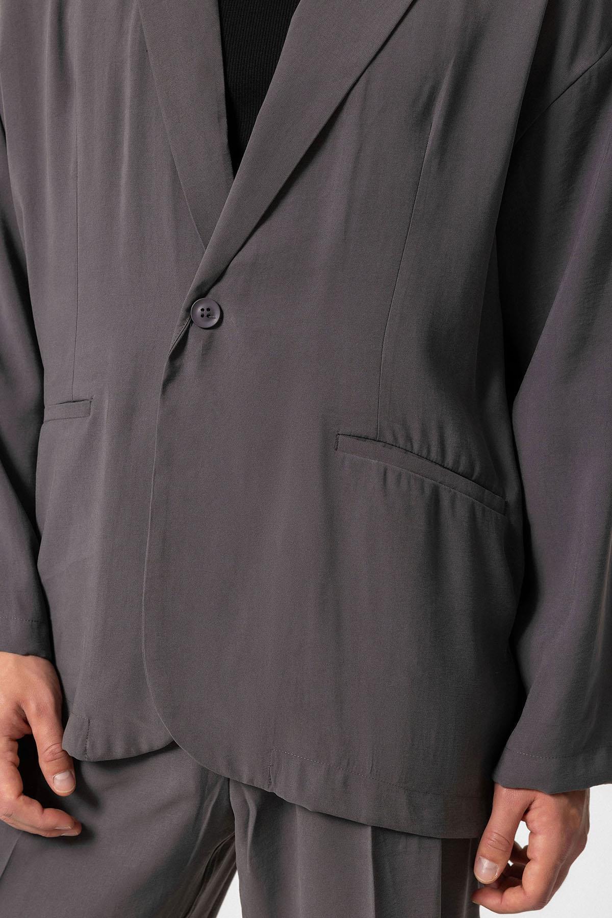 Antioch-Antrasit Oversize Astarsız Erkek Blazer Ceket-Blazer Ceket-6-Milagron.com