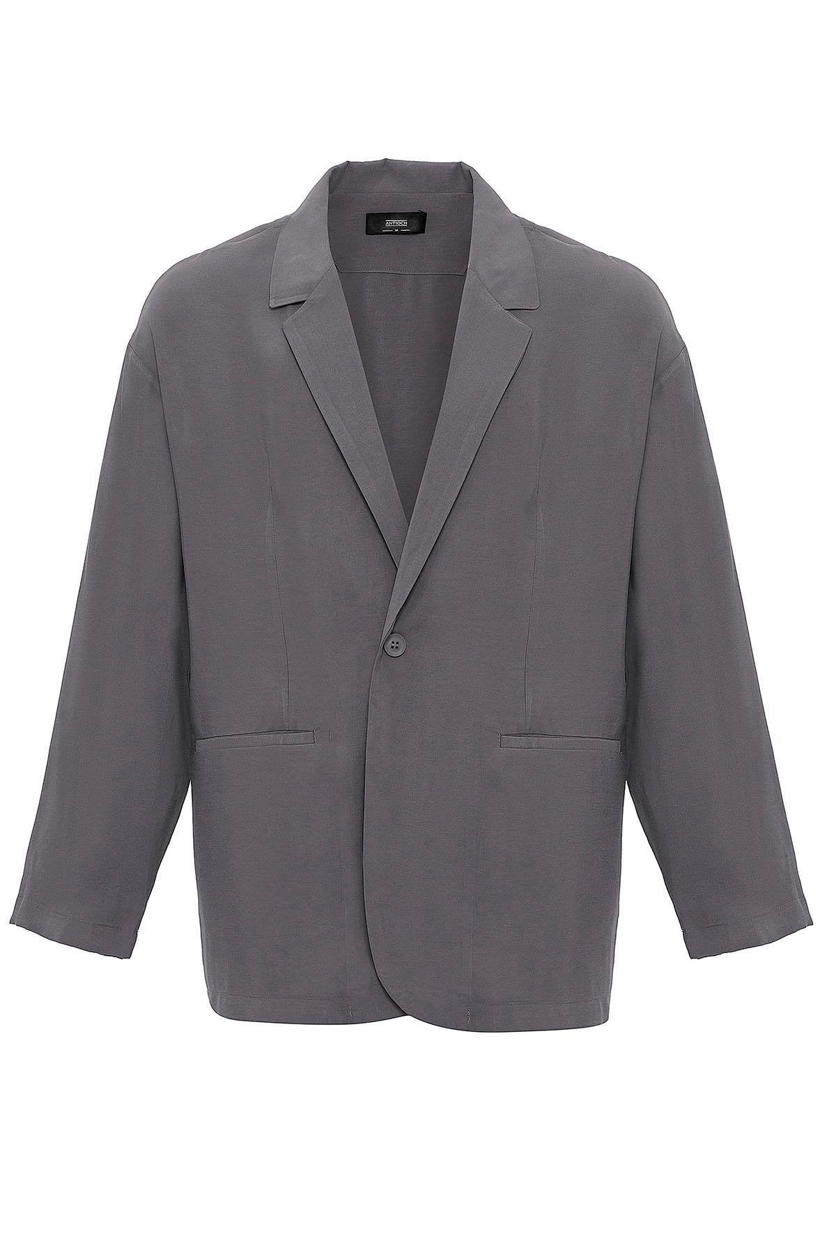 Antioch-Antrasit Oversize Astarsız Erkek Blazer Ceket-Blazer Ceket-8-Milagron.com