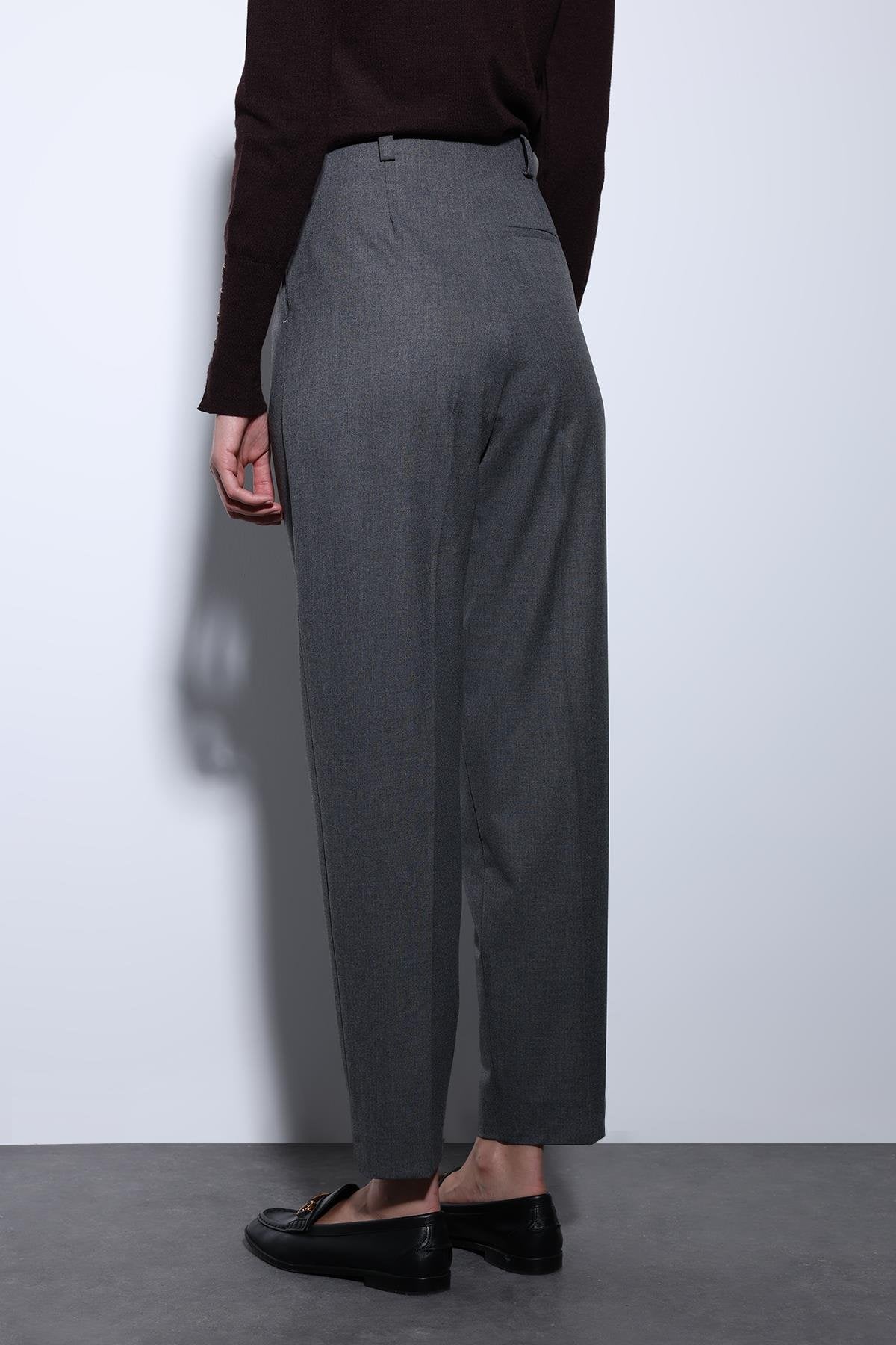 Antioch-Antrasit Pensli Kadın Pantolon-Kumaş Pantolon-5-Milagron.com