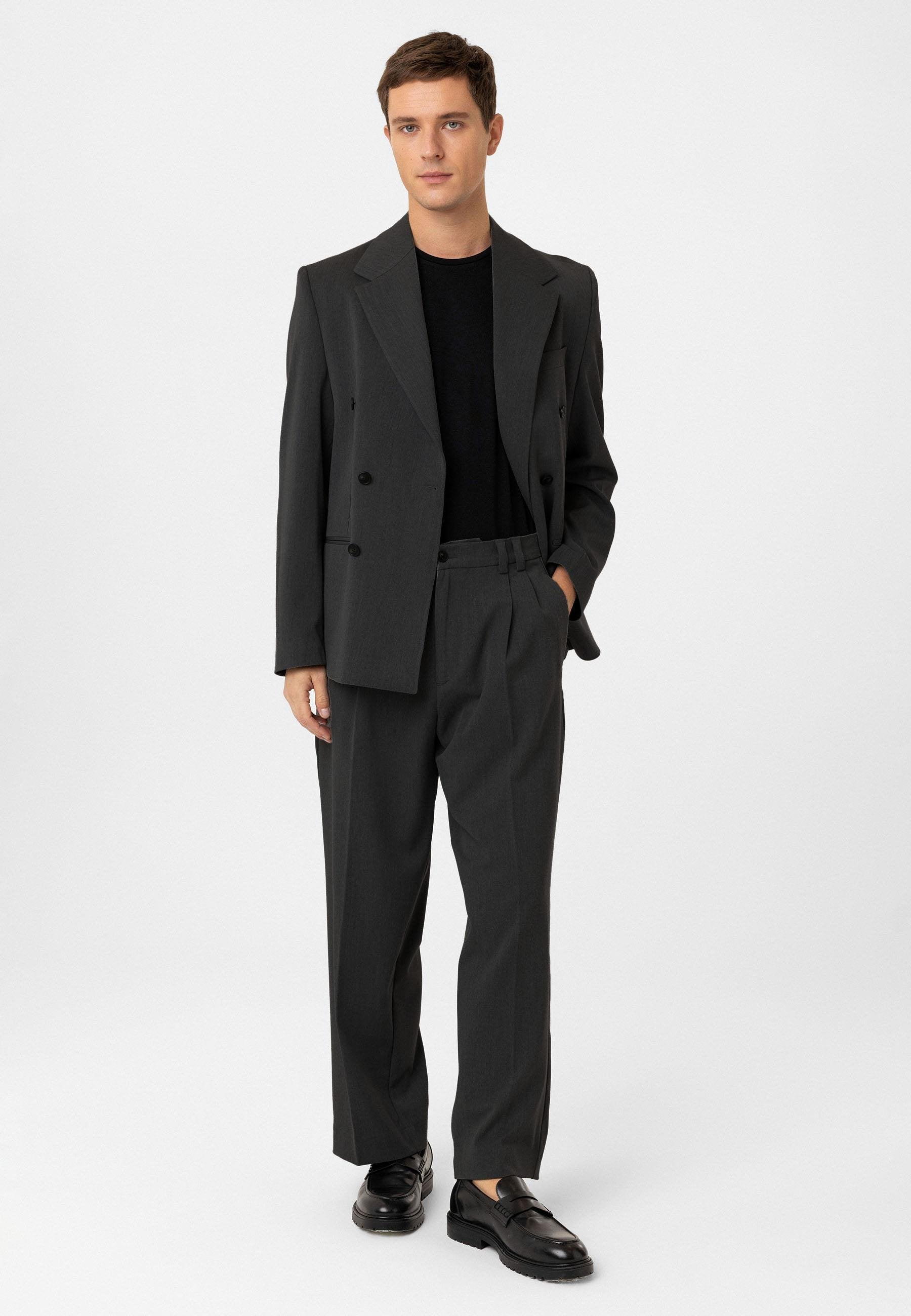 Antioch-Antrasit Relax Fit Kruvaze Erkek Blazer Ceket-Blazer Ceket-1-Milagron.com