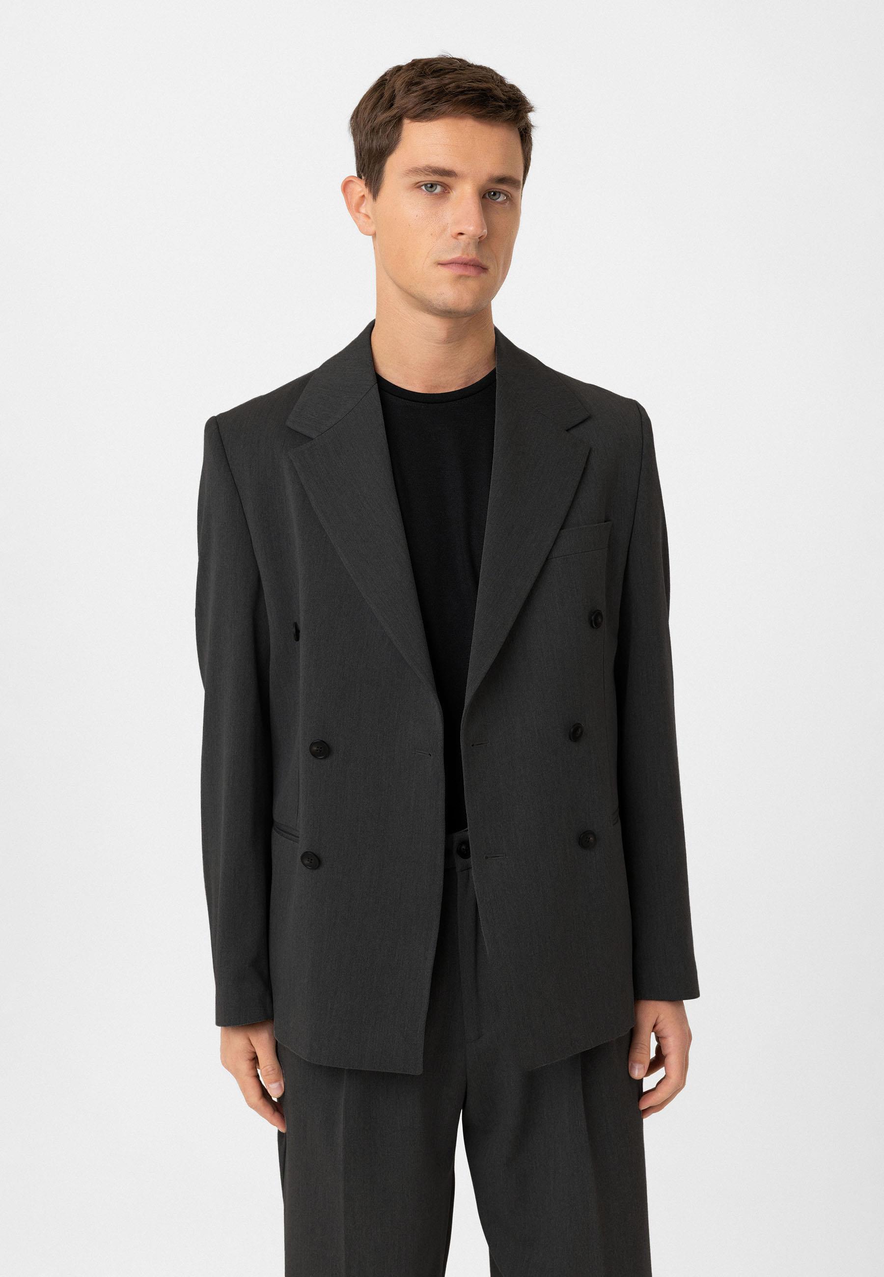 Antioch-Antrasit Relax Fit Kruvaze Erkek Blazer Ceket-Blazer Ceket-4-Milagron.com