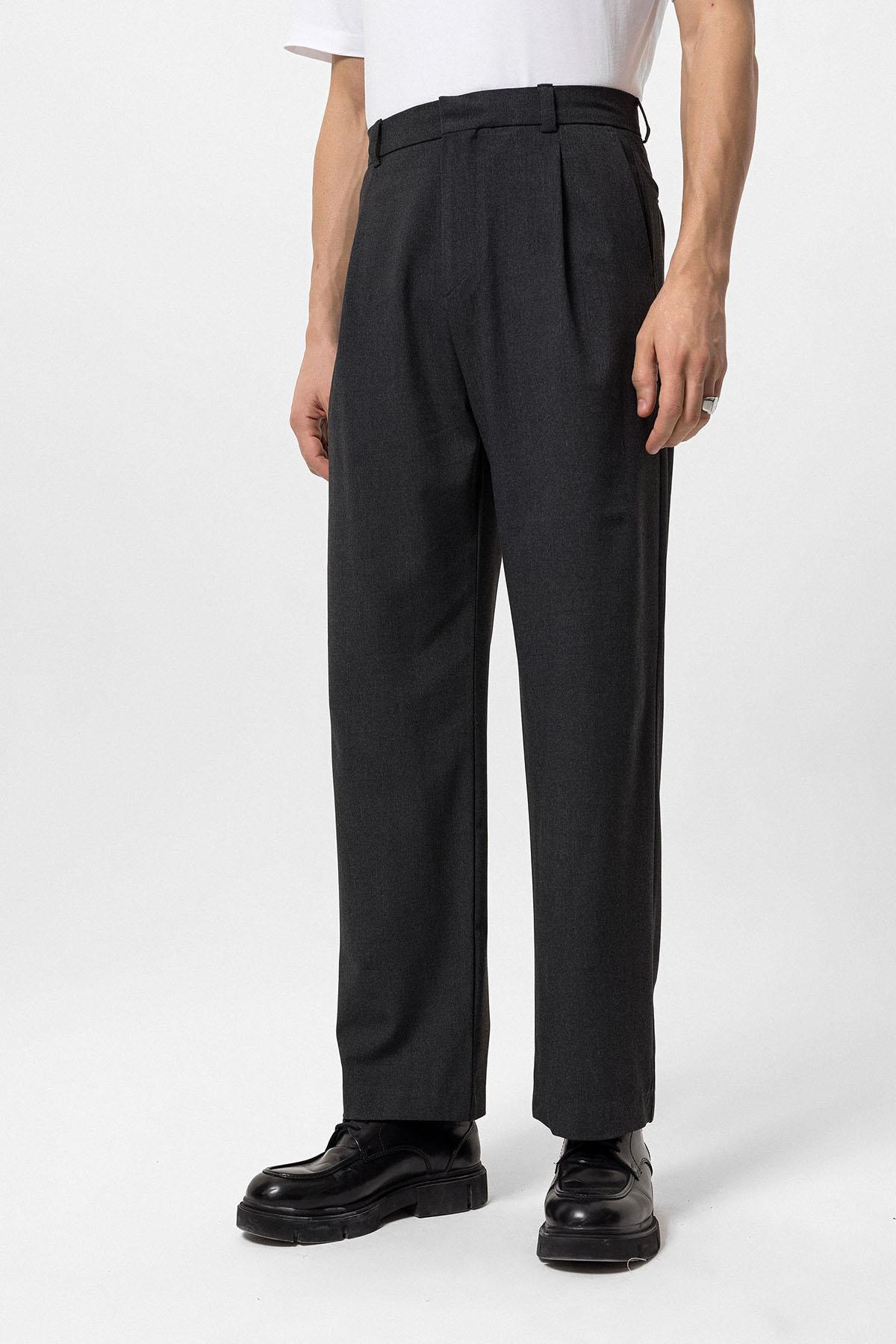 Antioch-Antrasit Yüksek Bel Baggy Erkek Pantolon-Kumaş Pantolon-2-Milagron.com