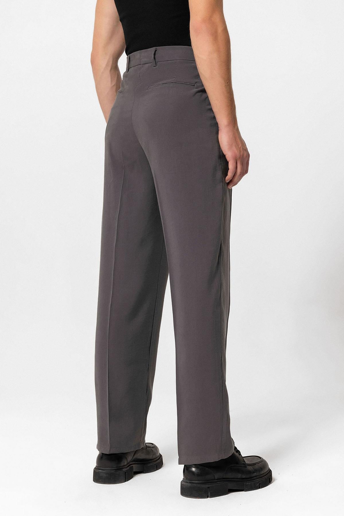 Antioch-Antrasit Yüksek Bel Pileli Baggy Erkek Pantolon-Pantolon-6-Milagron.com