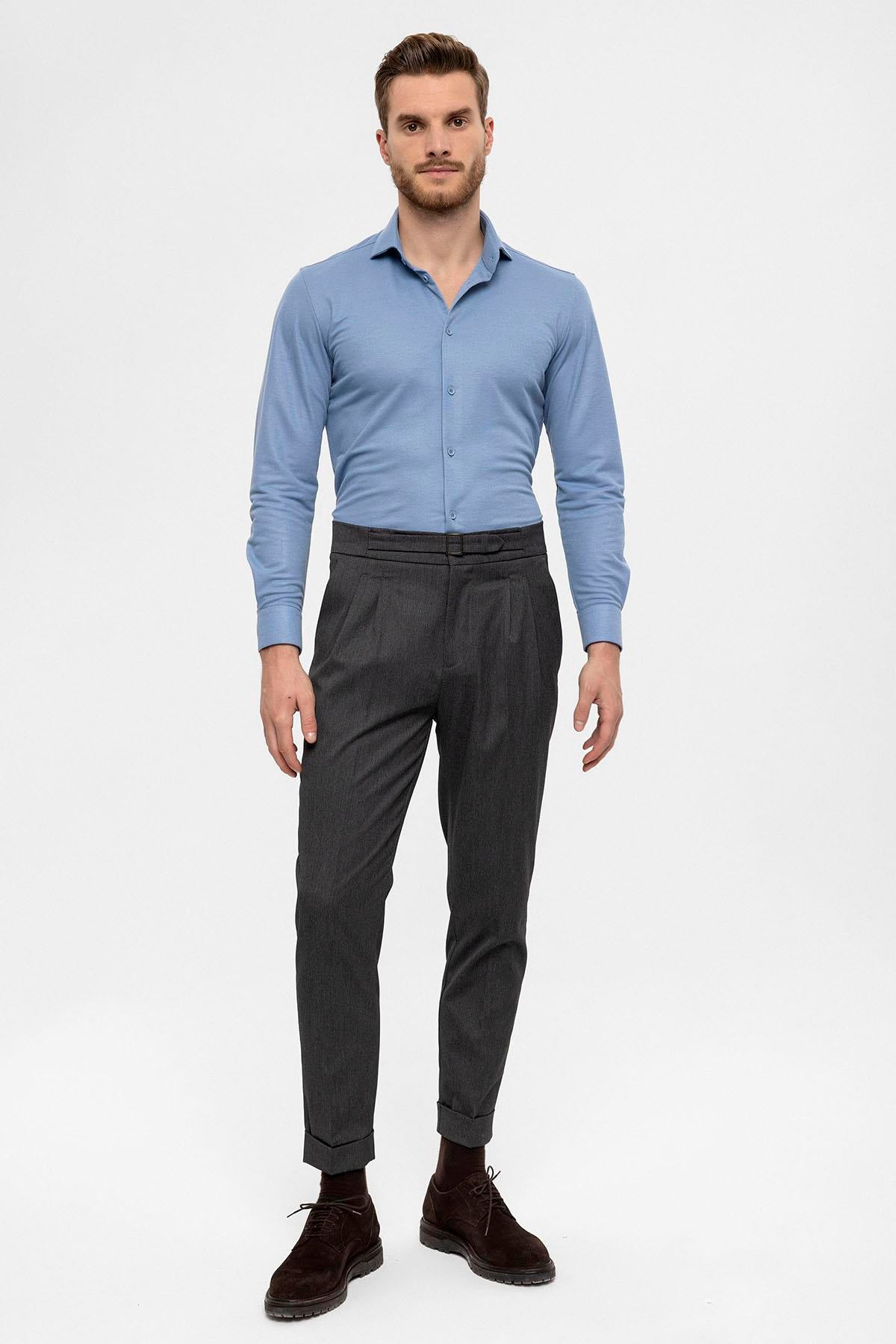 Antioch-Antrasit Yüksek Bel Toka Detaylı Erkek Pantolon-Pantolon-4-Milagron.com