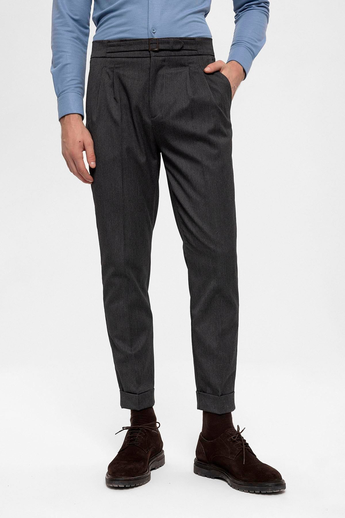 Antioch-Antrasit Yüksek Bel Toka Detaylı Erkek Pantolon-Pantolon-5-Milagron.com