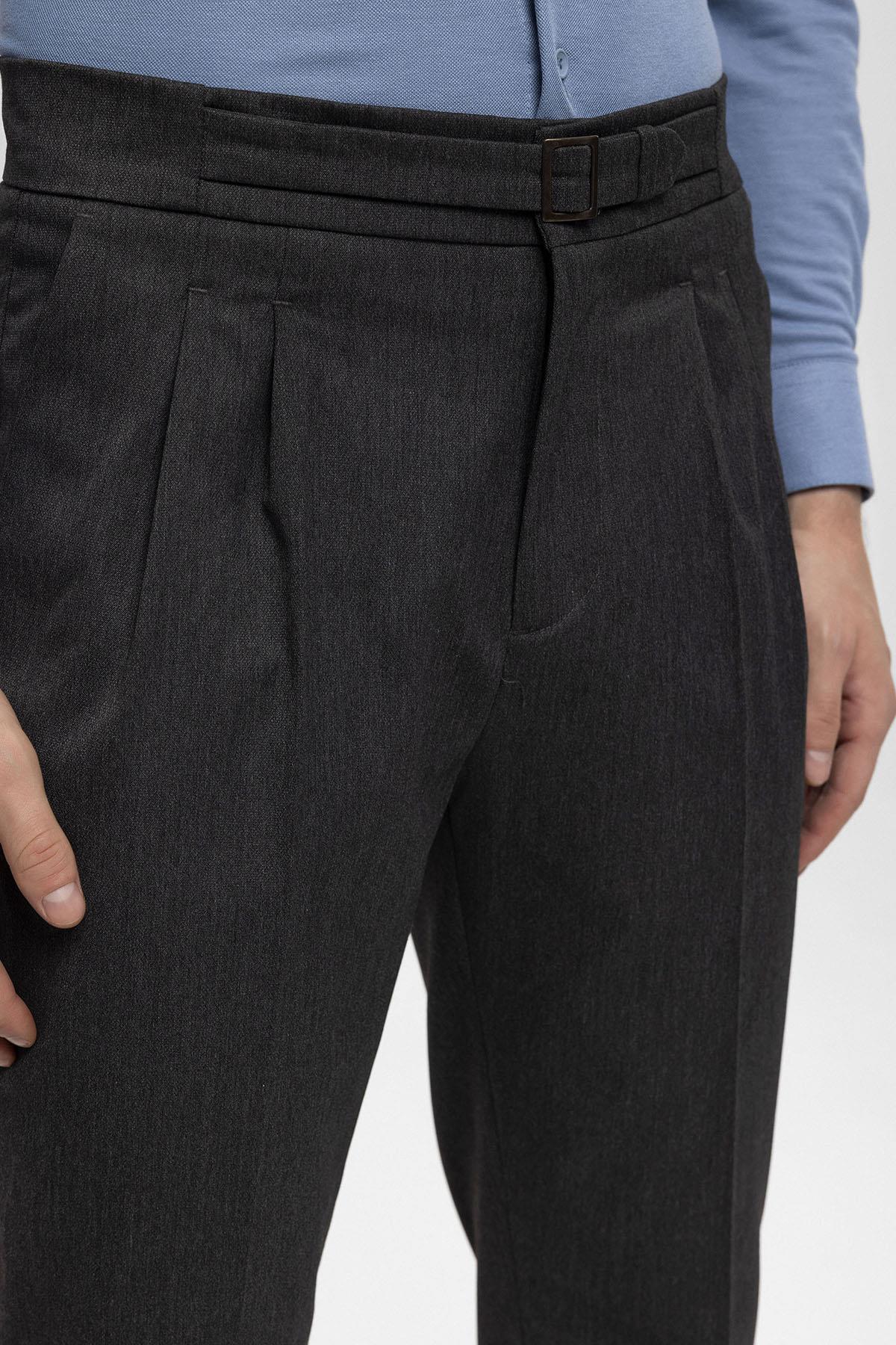 Antioch-Antrasit Yüksek Bel Toka Detaylı Erkek Pantolon-Pantolon-6-Milagron.com