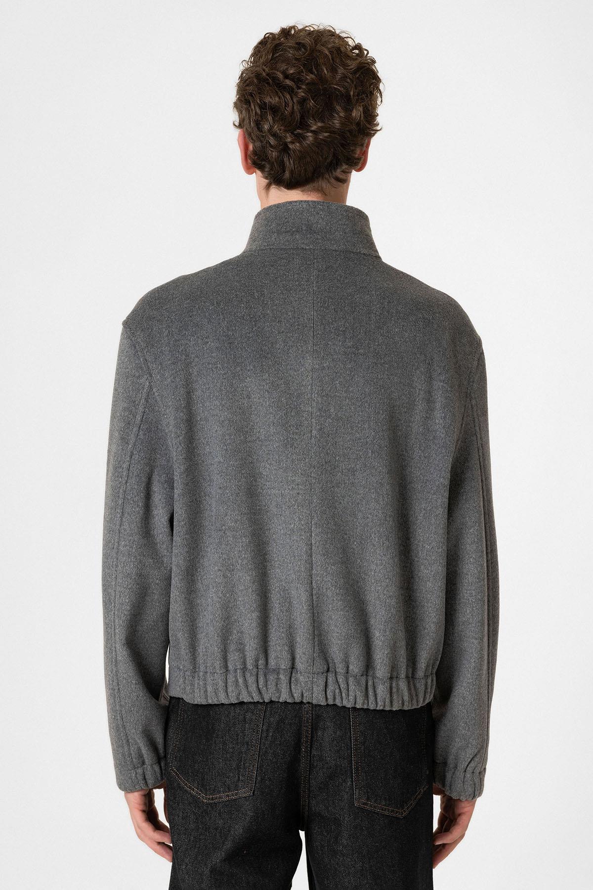 Antioch-Antrasit Yün Karışımlı Dik Yaka Erkek Mont-Mont-6-Milagron.com